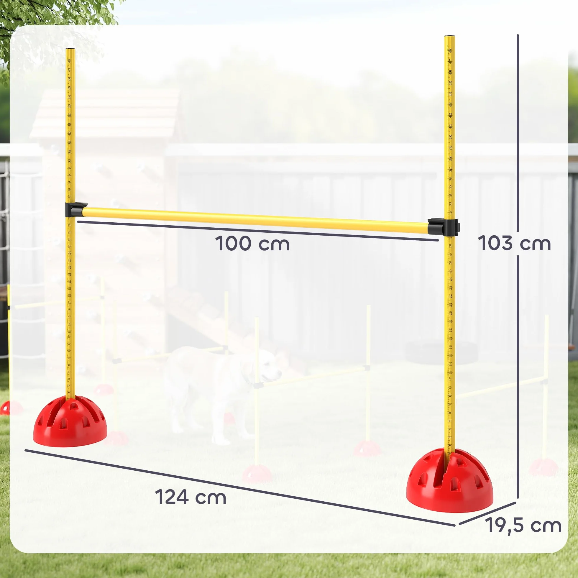 PawHut Kit d'Agilité pour Chien avec 4 Haies de Saut Réglables, Sac de Transport, Jaune et Orange