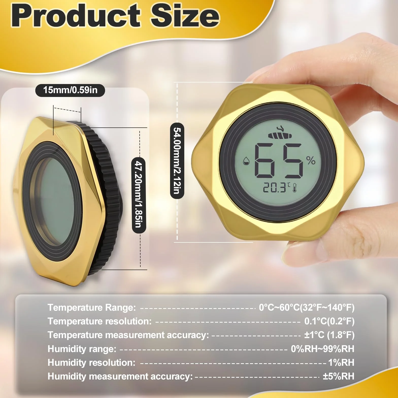 Thlevel Hygromètre Thermomètre Numérique LCD Indicateur Humidité Température pour Cave à Cigare