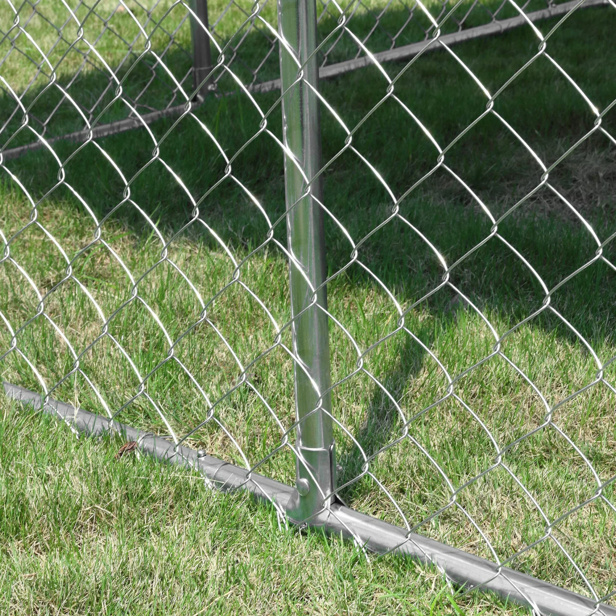 PawHut Chenil extérieur avec Toit pour Chien 5 m² - Parc grillagé 230 x 230 x 175 cm - Acier galvanisé