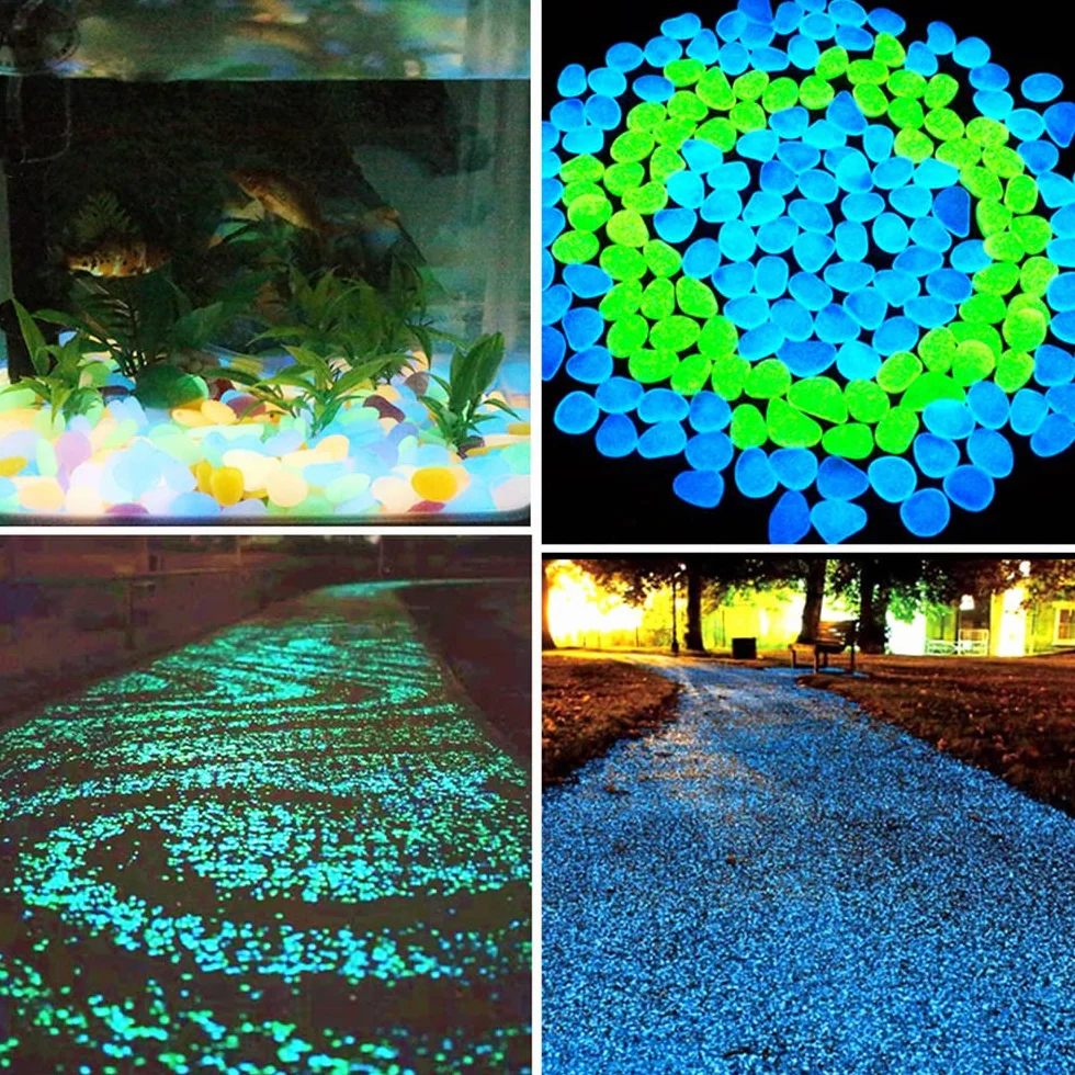 Lot de 300 galets lumineux multicolores pour aquarium, terrarium, jardin Blanc