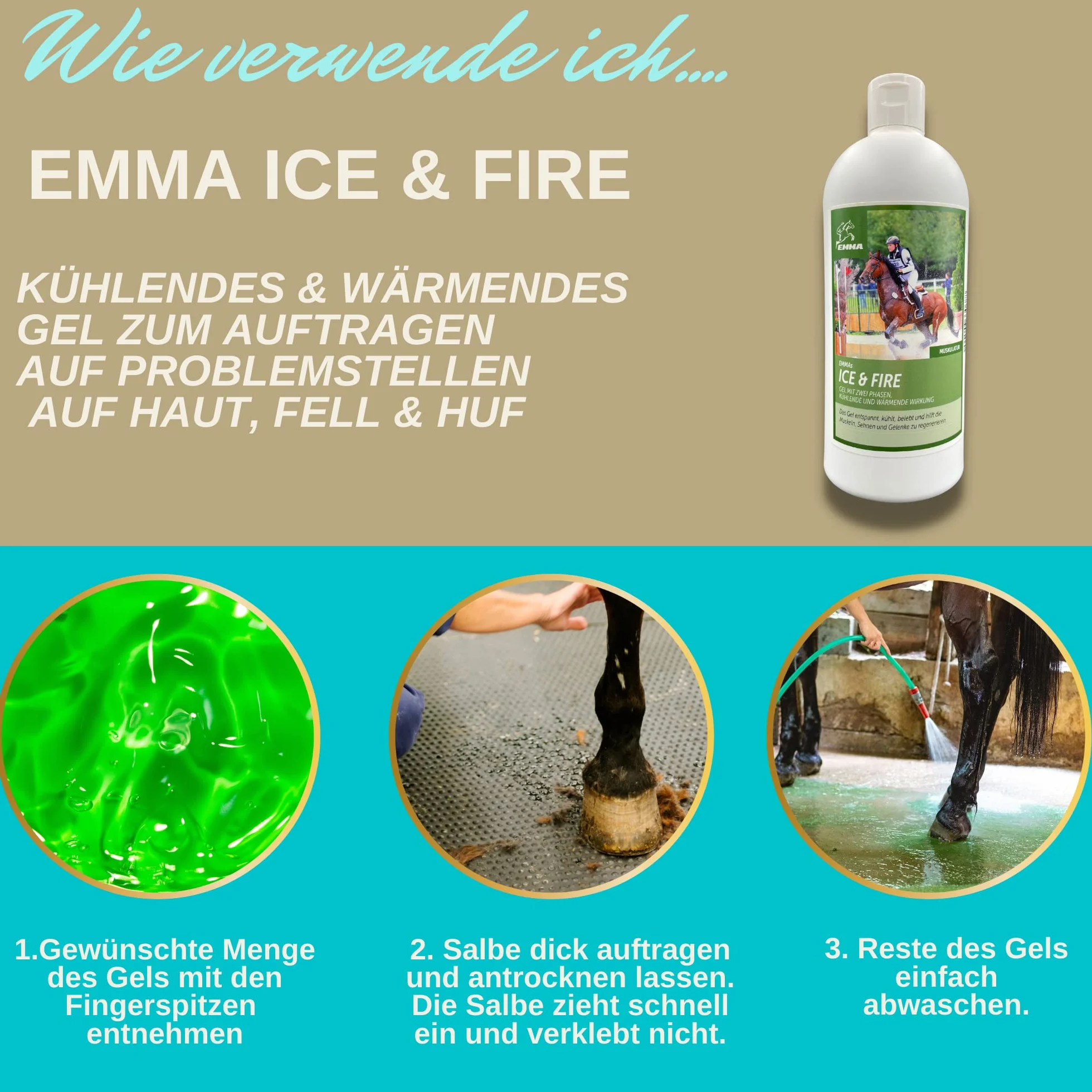 Baume de cheval rafraîchissant 500ml Gel à l'arnica Gel extra fort I Horse Balm Tendons, ligaments & muscles I Pommade pour chevaux à l'arnica Crème Gel de massage pour les muscles pour cheval chien
