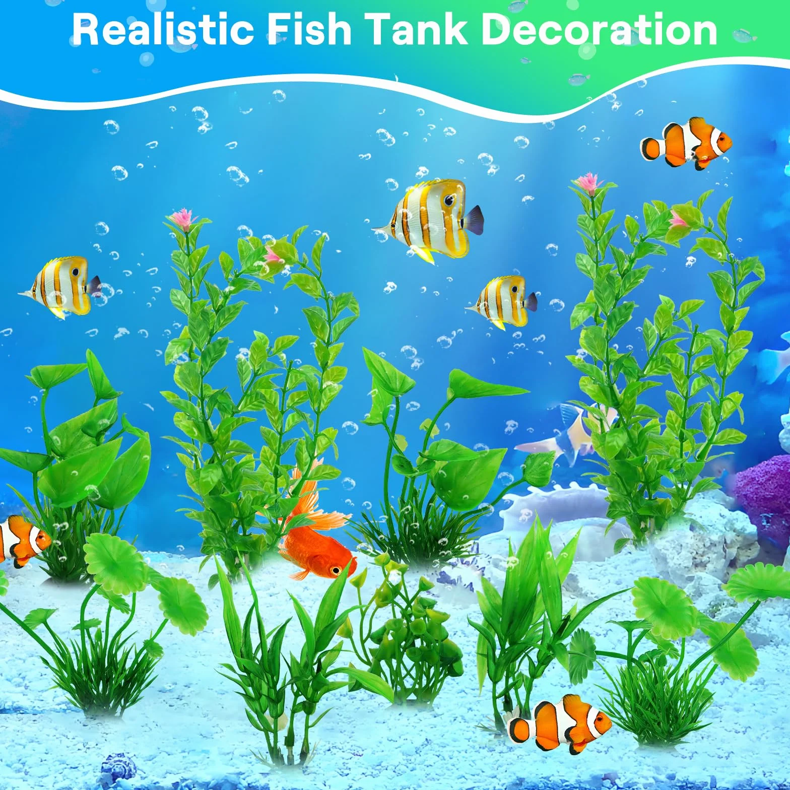 Plante Artificielle Aquarium Decoration 10 Pièces Vert