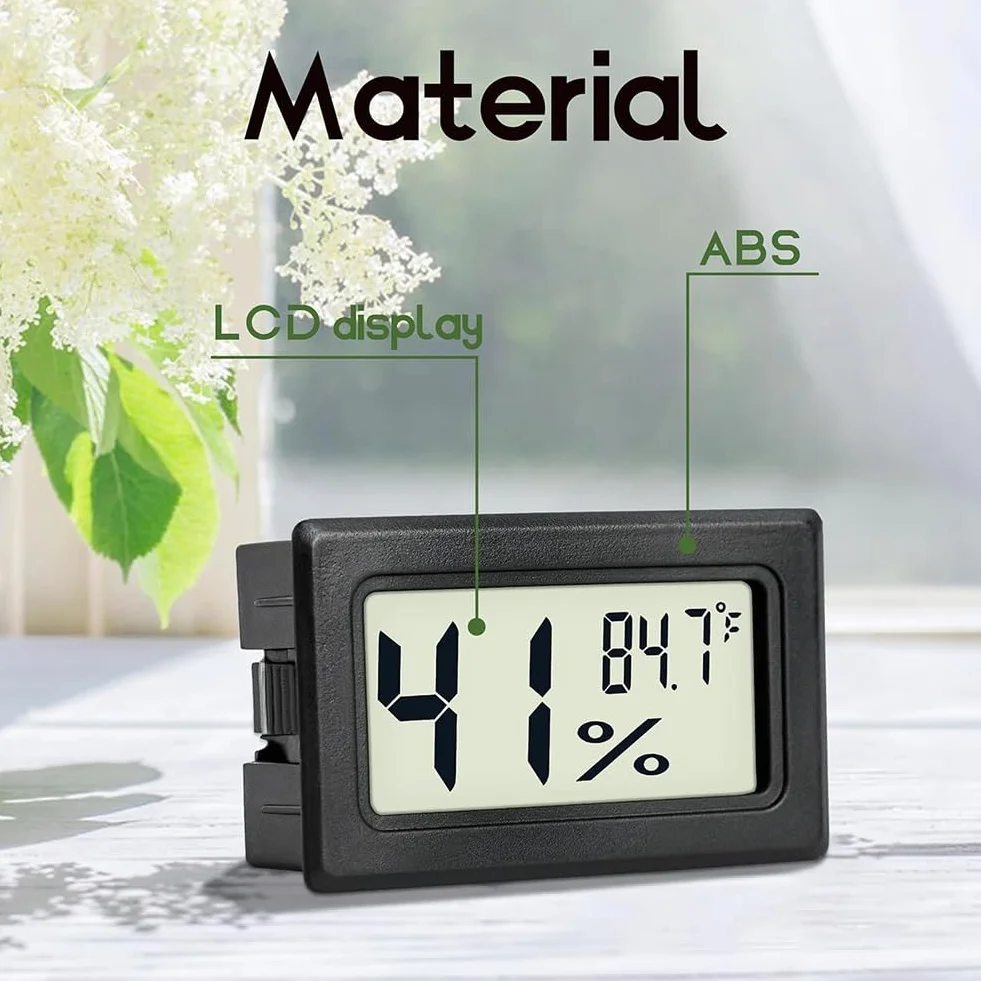 6Pcs thermomètres numériques d'intérieur, Mini hygromètre, Thermomètre numérique Humidité avec (℉), Incubateur, Thermomètre d'intérieur pour serre, jardin