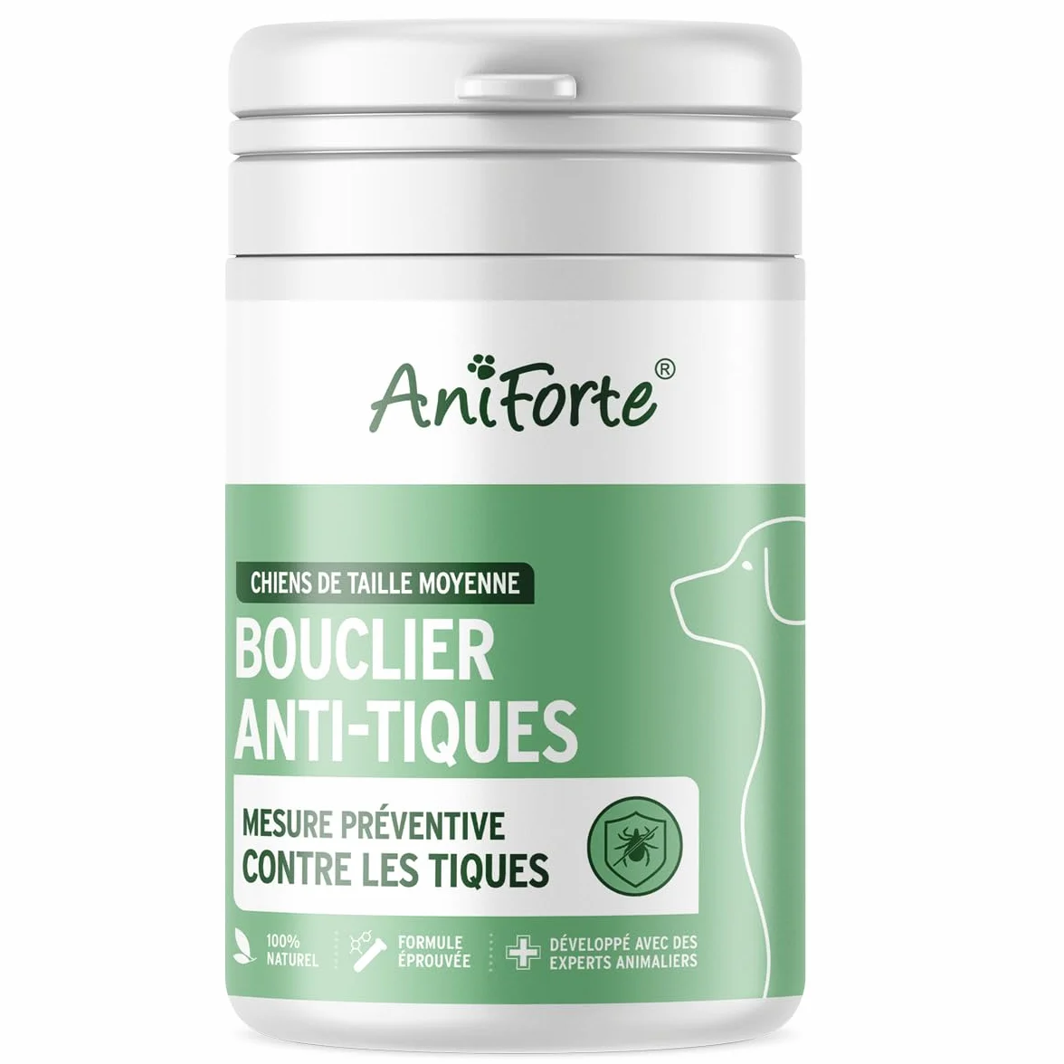 AniForte Bouclier Anti Tique pour Chiens 60 gélules Protection Anti-tiques Naturel & Efficace