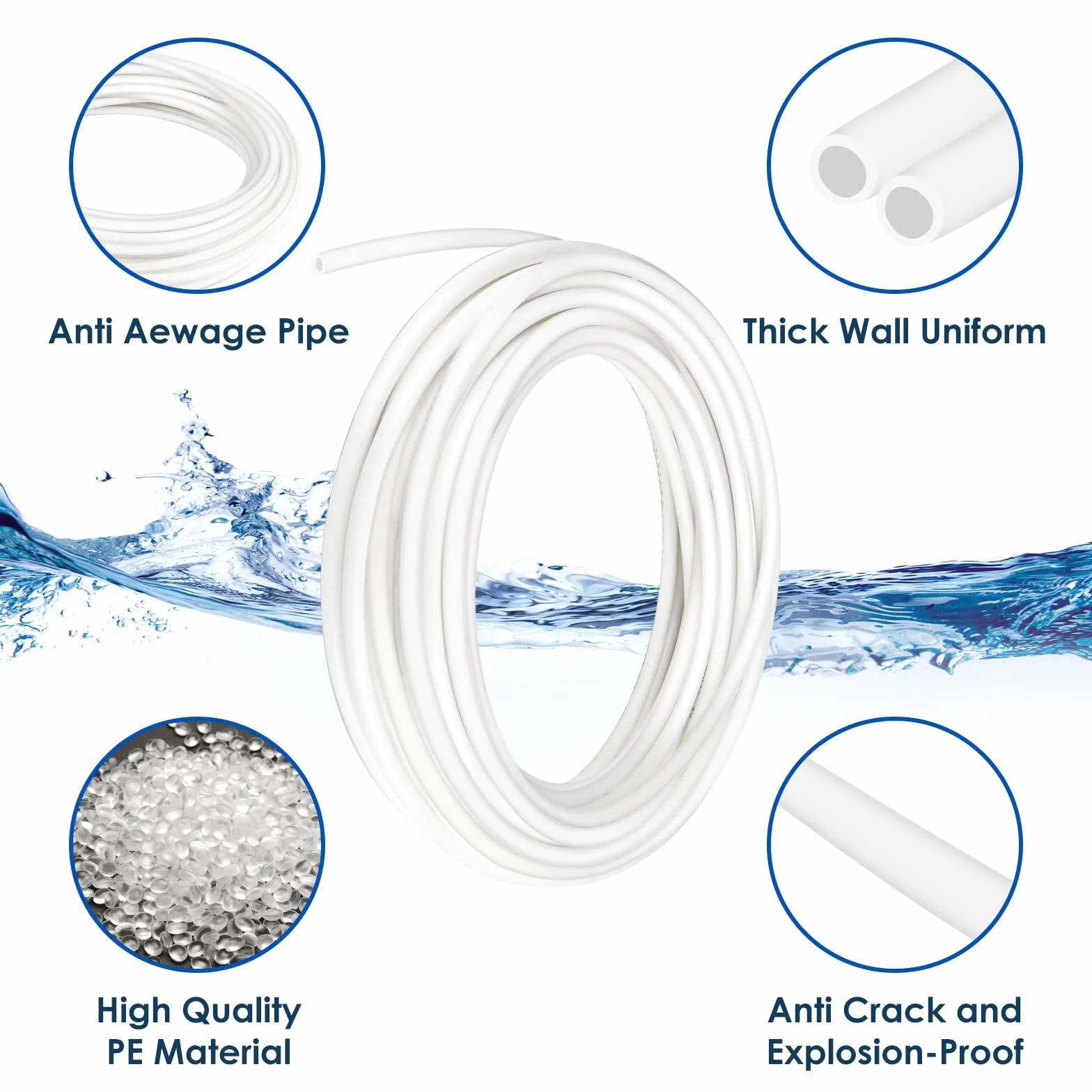 Kit de Raccordement D'eau pour Réfrigérateur de 15m, Tuyau D'alimentation en Eau Tube de Filtre Pièces et Accessoires, Matériau POM Tuyau Frigo Alimentation en eau pour Réfrigérateurs,Aquarium（1/4"）
