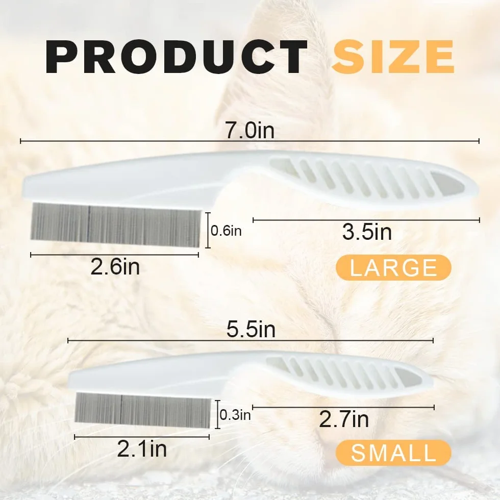 EHOTER Brosse De Toilettage Peigne à Poux pour Chats et Chiens 2pces (Blanc)