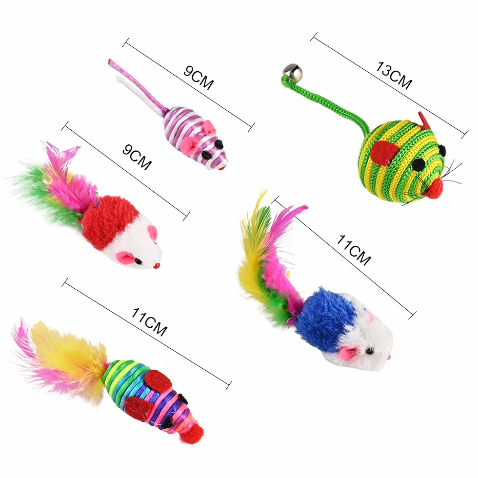 Jouets Chat Interactif 16 pièces Souris Balles Baguettes de Plumes pour Kitty