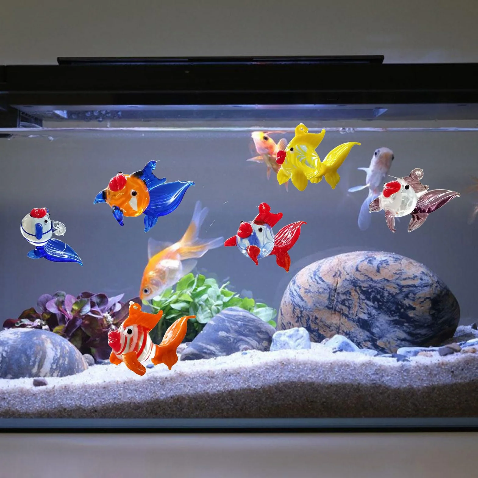 Lot de 6 boules flottantes en verre coloré pour aquarium