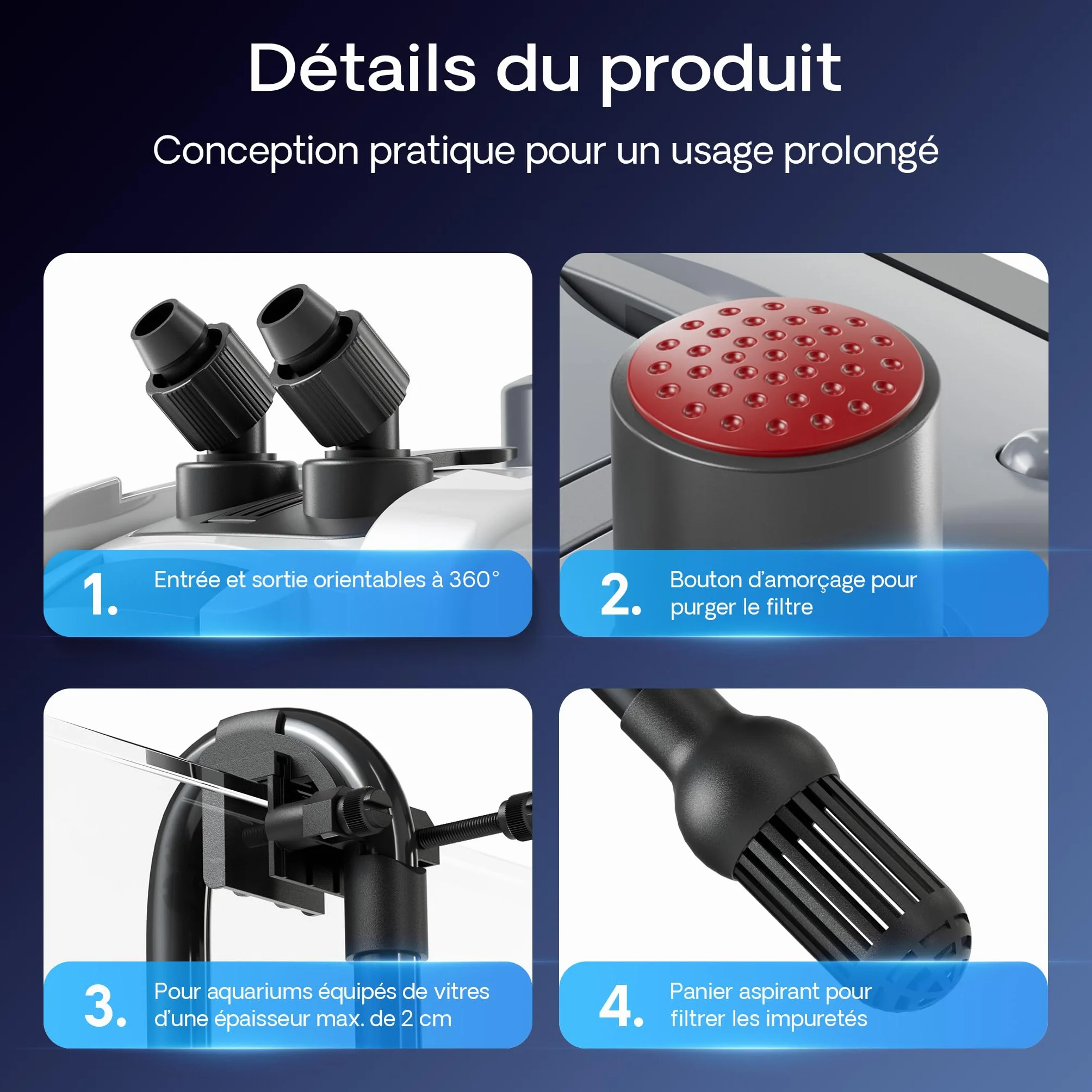 SunSun HW-404A Filtre extérieur pour Aquarium 2000 l/h 4 étapes de filtration Pompe 55 W