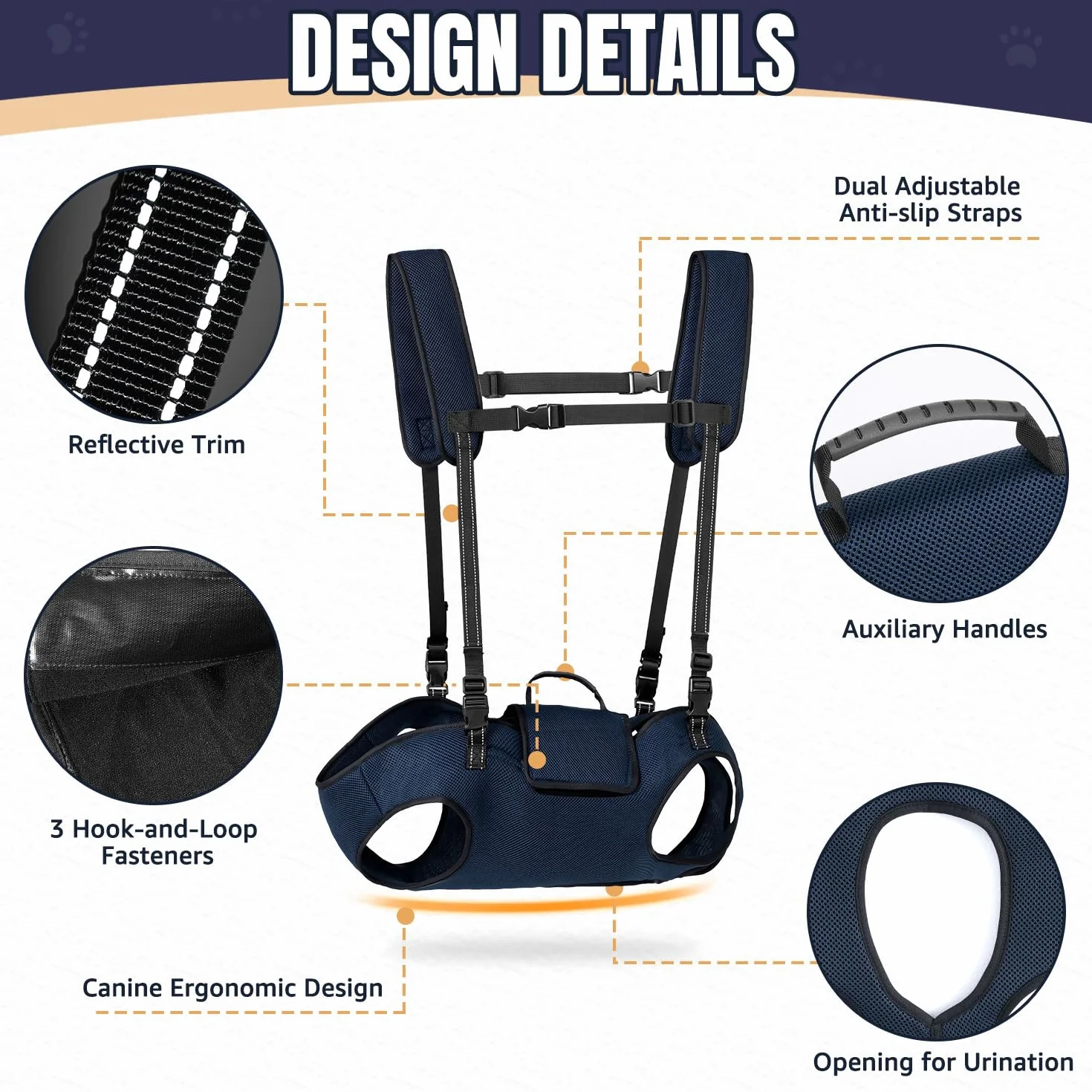 SlowTon Harnais de Levage pour Chien de Grande Taille - Porte-Chien à Corps Complet avec Sangles réglables et poignée de contrôle