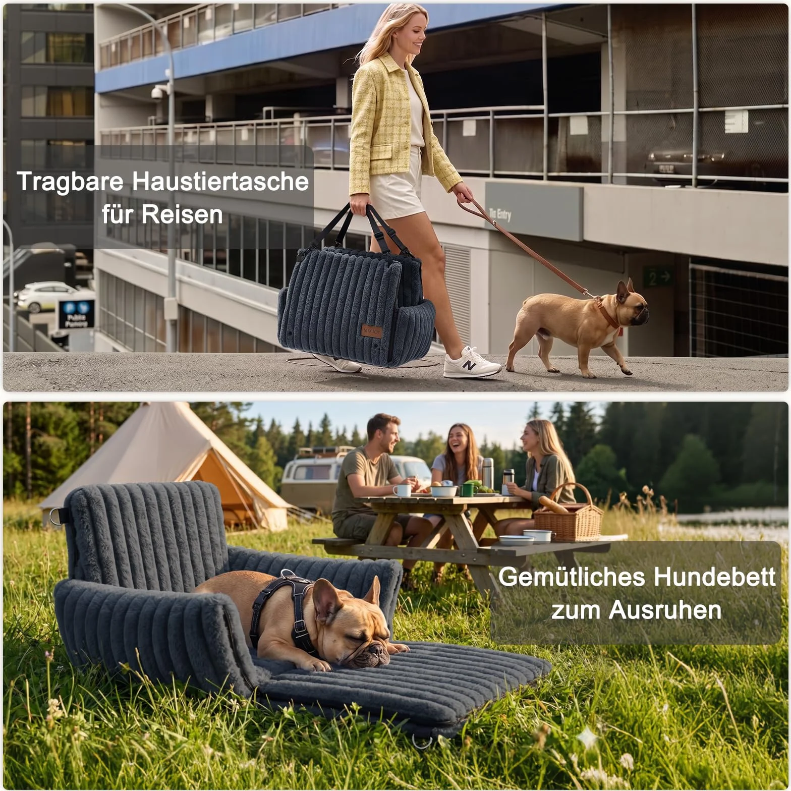 MIXJOY Siège Auto pour Chien Amovible Laisse Lavable Mousse à mémoire de Forme Gris
