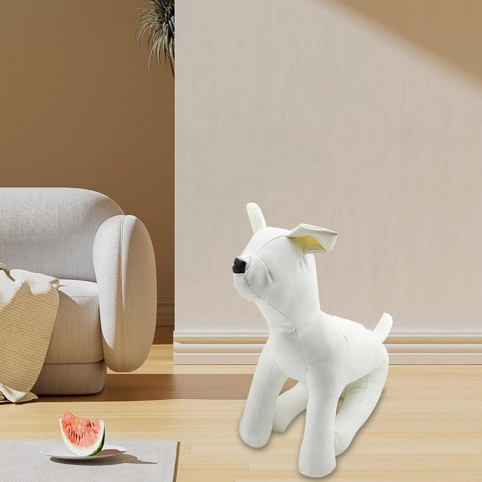 Perfk Mannequin Chien Cuir PU Modèle Jouet Doux Grand Cintre Support Vêtements Animaux Taille S Blanc