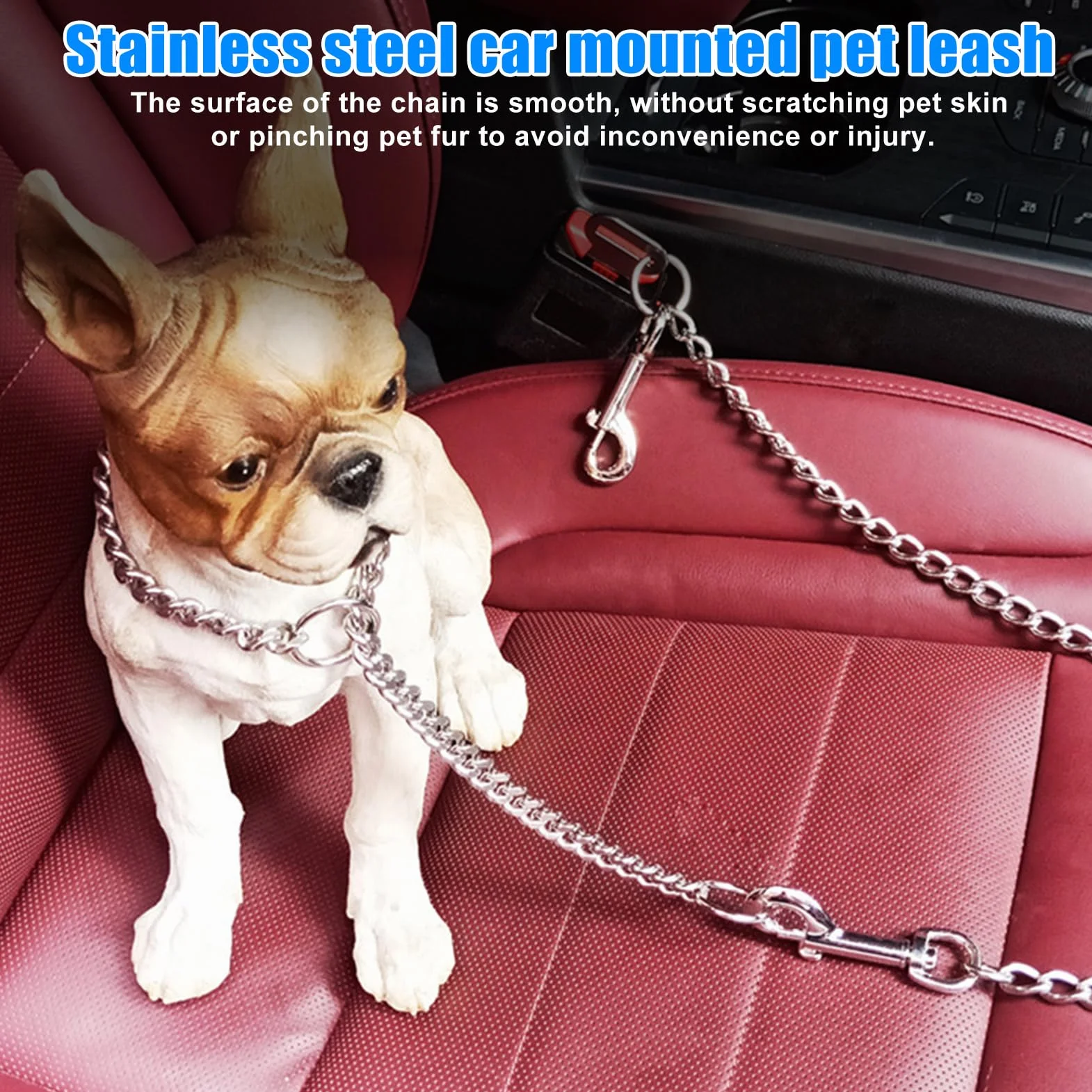 Collier en acier inoxydable 80 cm harnais de sécurité pour chiens de petite taille