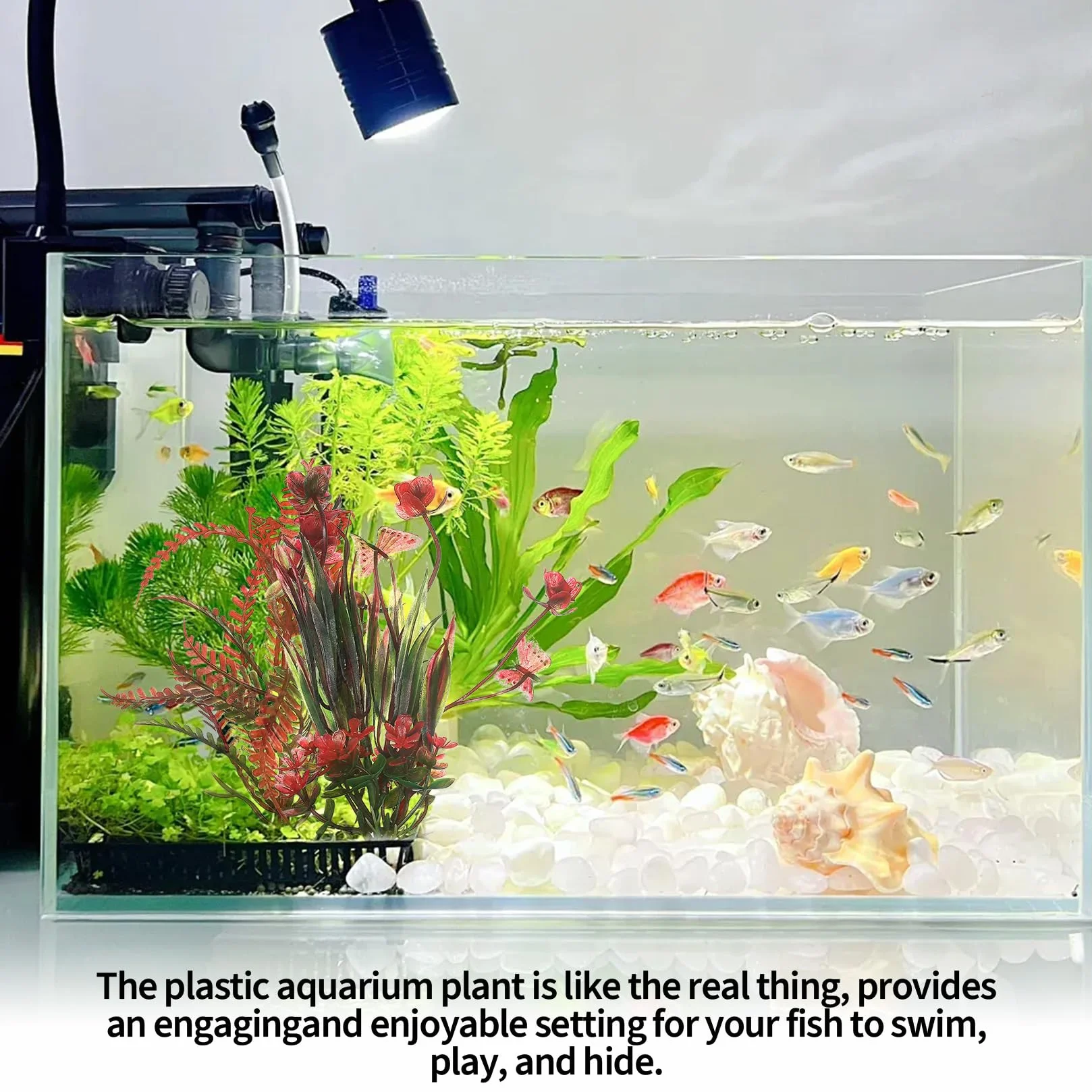 Plantes Aquarium Artificielle 11 Pcs, Decoration Aquariums en Plastique