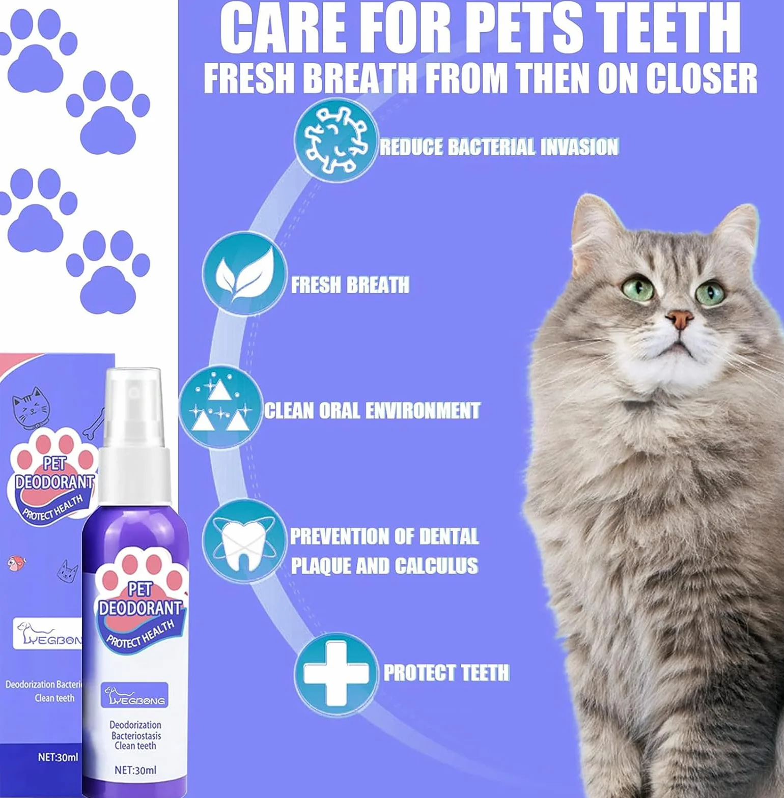 Spray nettoyant dentaire pour chiens et chats, soins bucco-dentaires animaux, élimination mauvaise haleine
