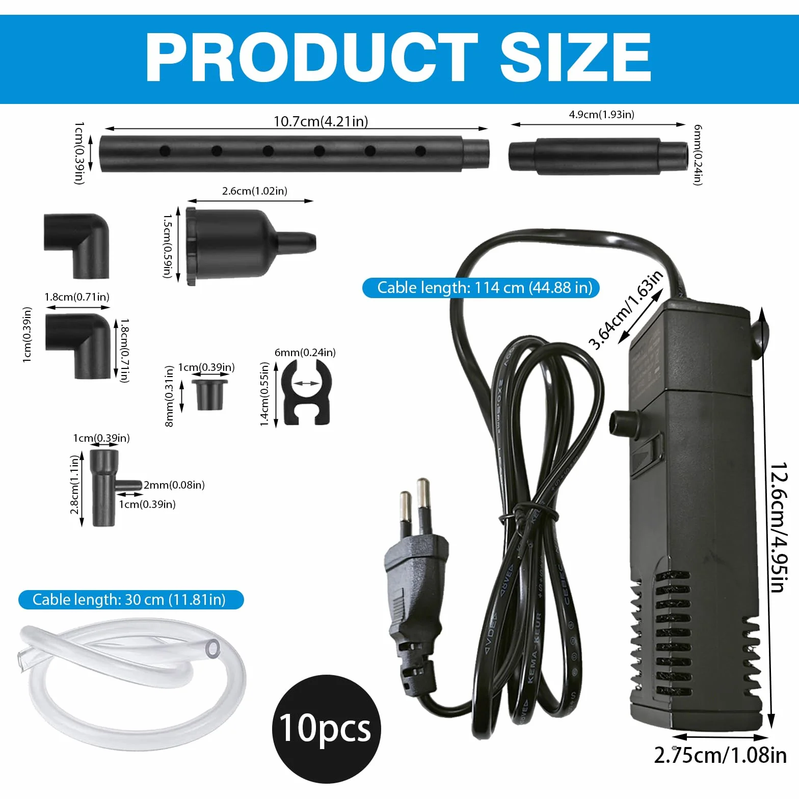 Filtre Intérieur Aquarium 20L-40L 3 en 1 Pompe Double Filtration