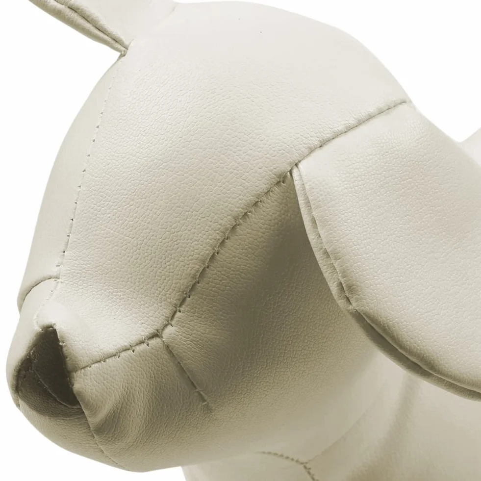 Mannequin chien cuir debout blanc S affichage magasin