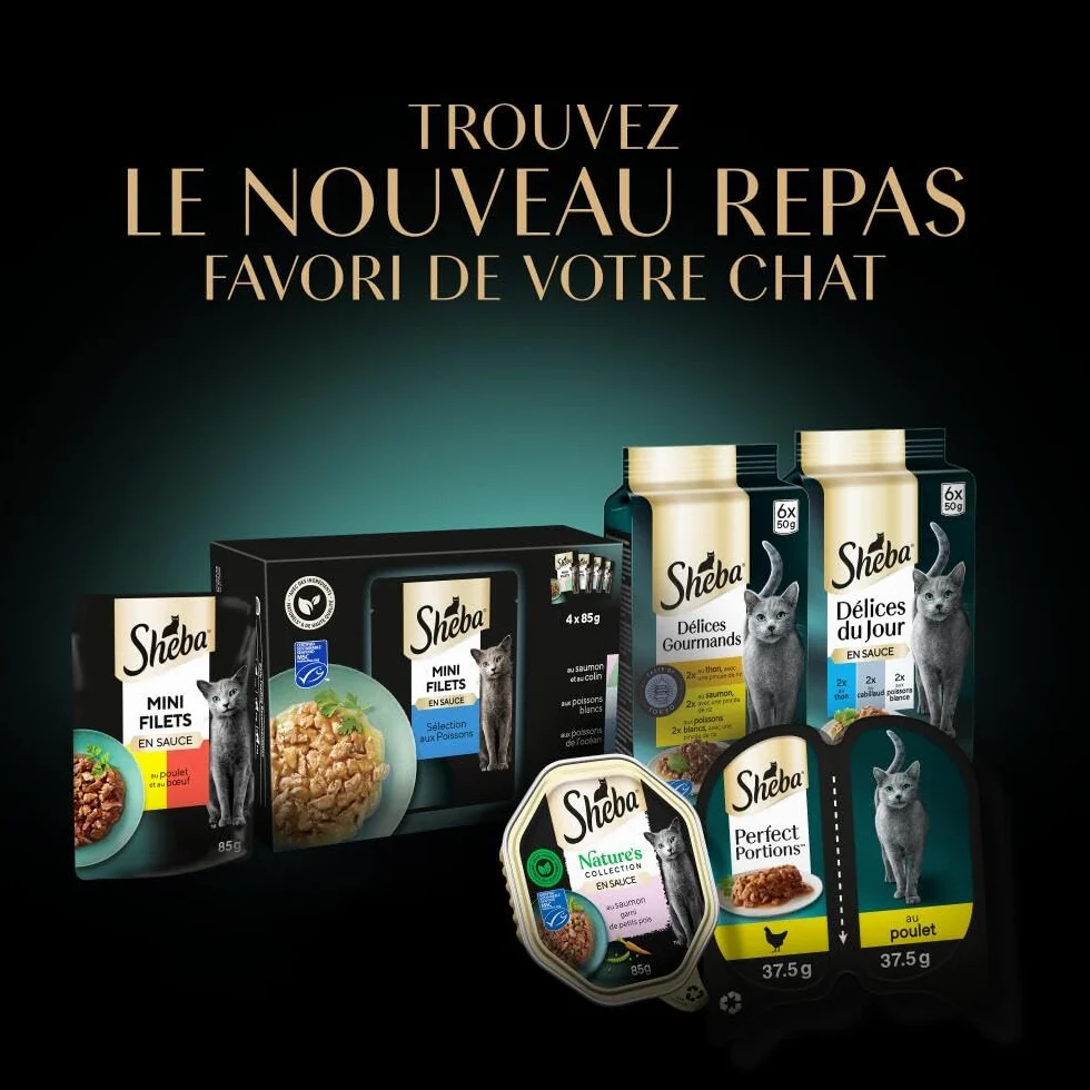 Sheba Délices du Jour Sachets Fraîcheur 6 x 50 g Sélection à La Volaille en Sauce Pack de 12
