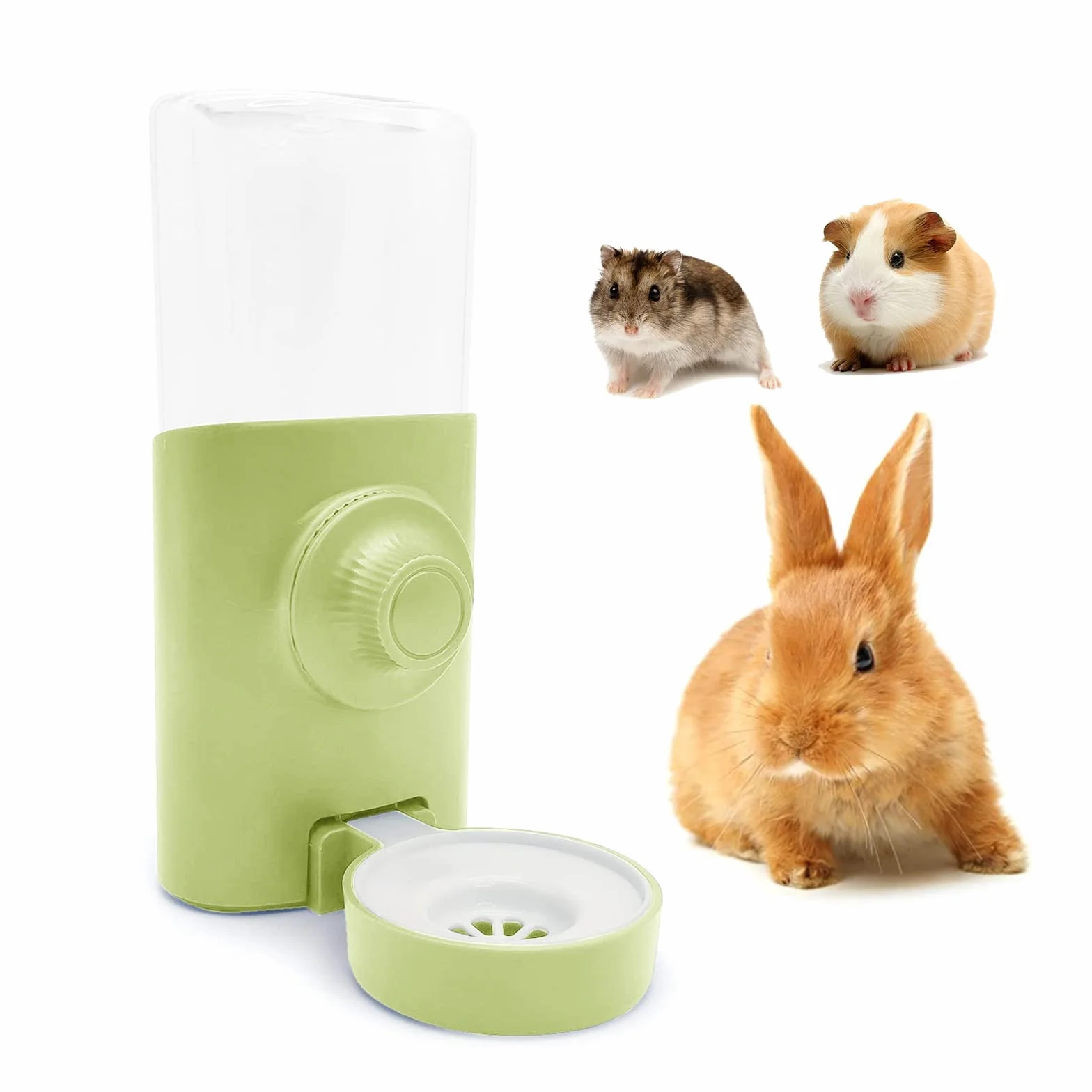 Distributeur Eau Lapin 600ML Suspendue Automatique Anti-Goutte Biberon pour Rongeurs (Vert)