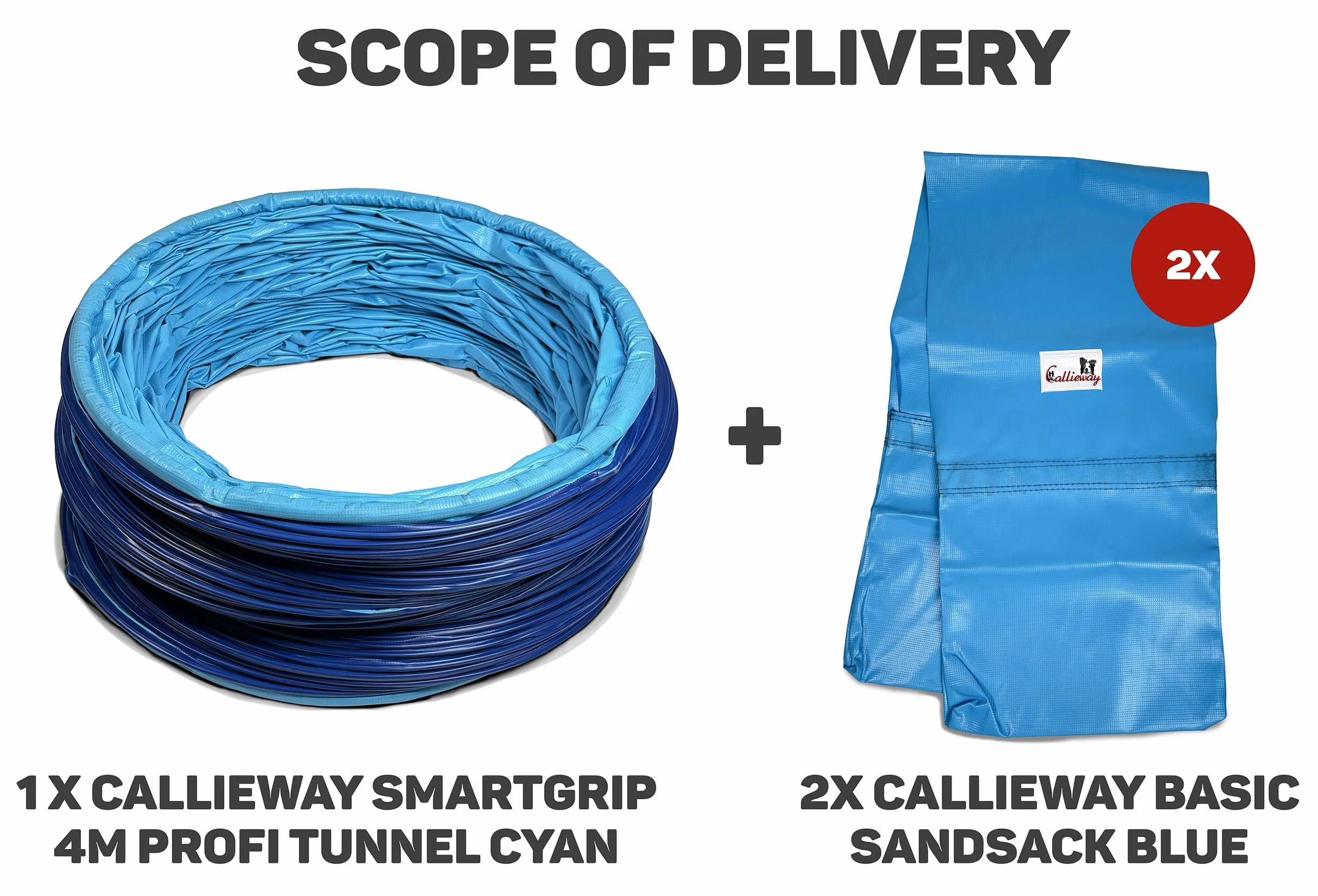 Tunnel d'agility pour chien Callieway® Profi 4m Bleu ciel-Cyan