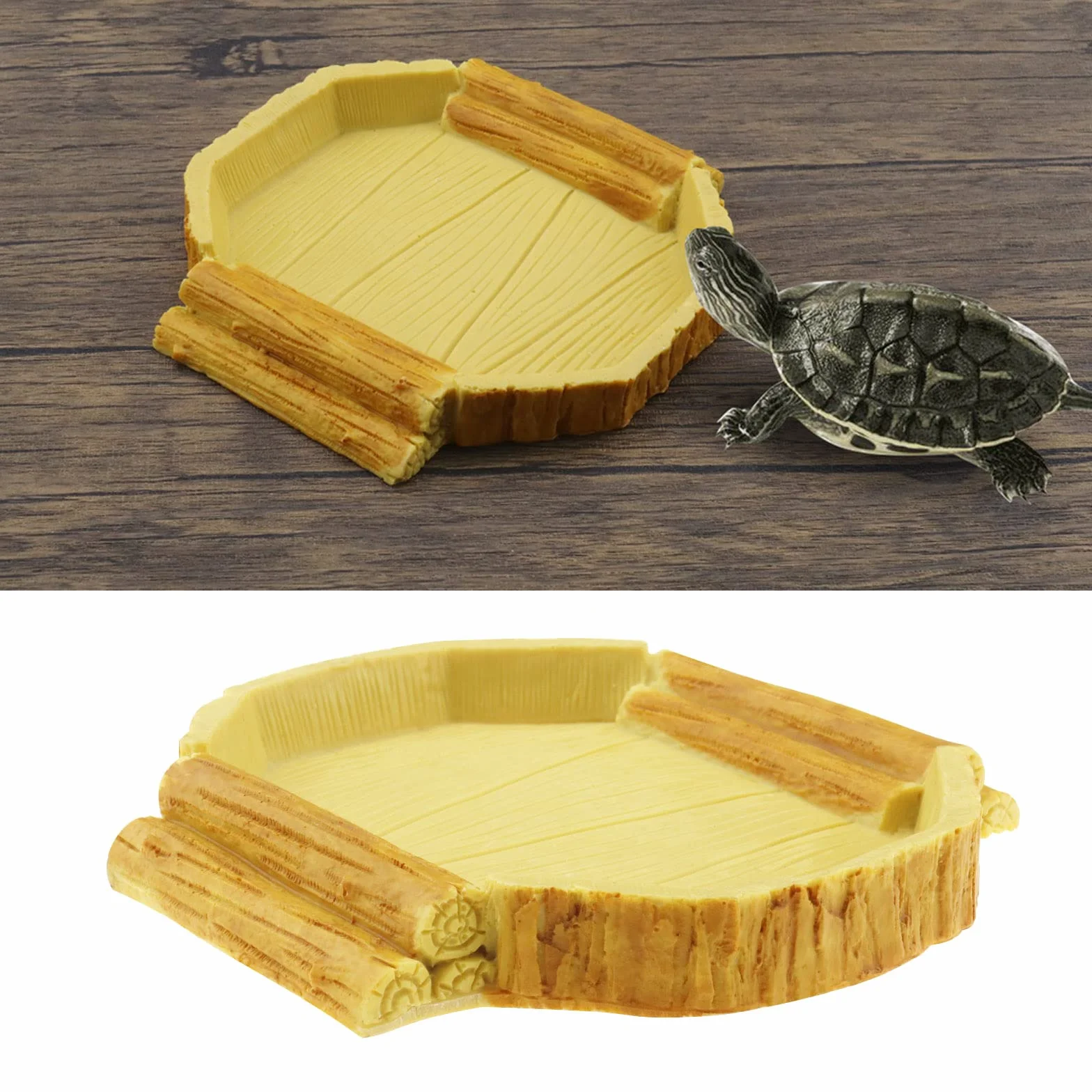 Bol à Eau Plat pour Reptiles 14.7x14x2cm Résine Jaune