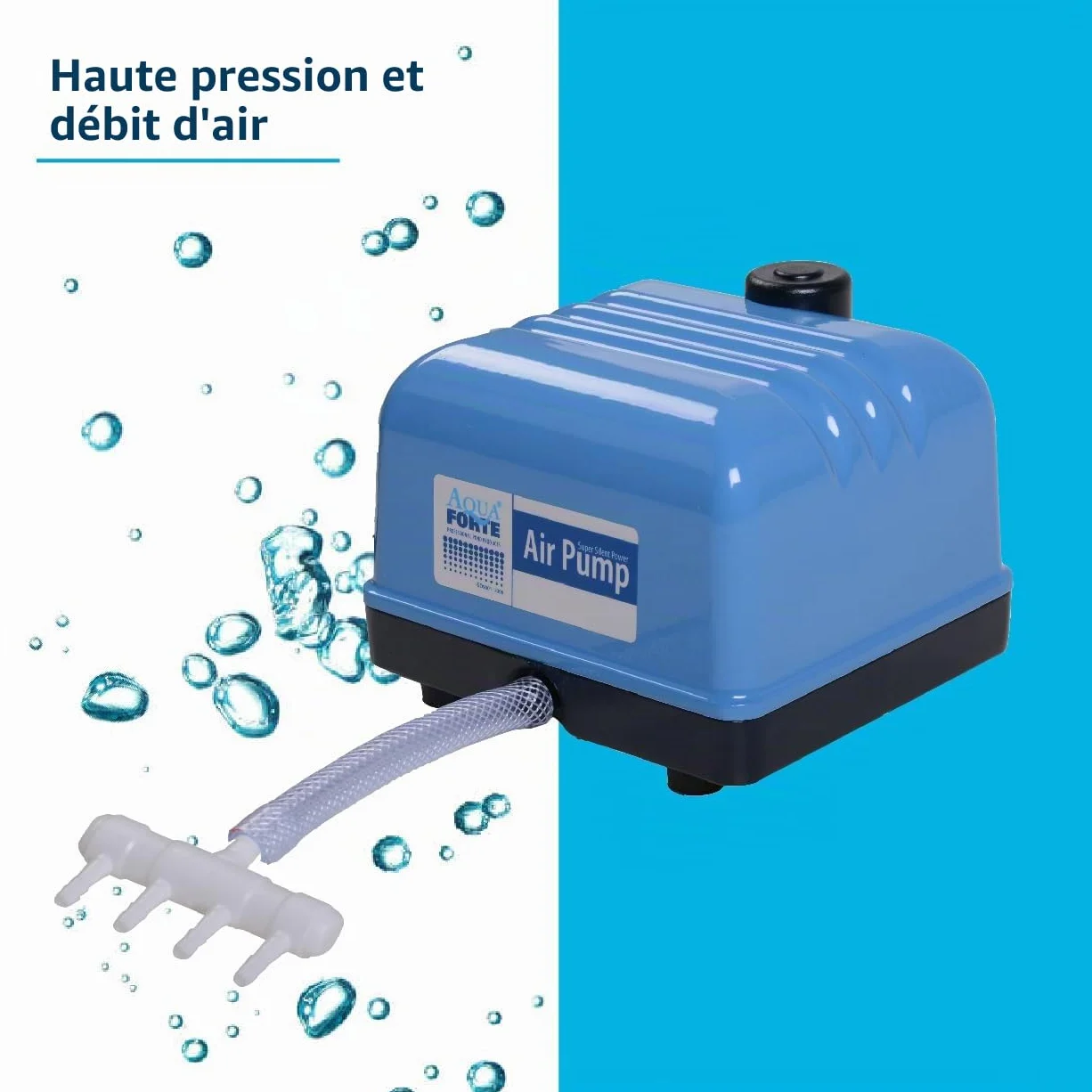 Pompe à Air Aquaforte Hi-Flow V-20, Aluminium, 15W, 3 L/min à 2m, 12 m³