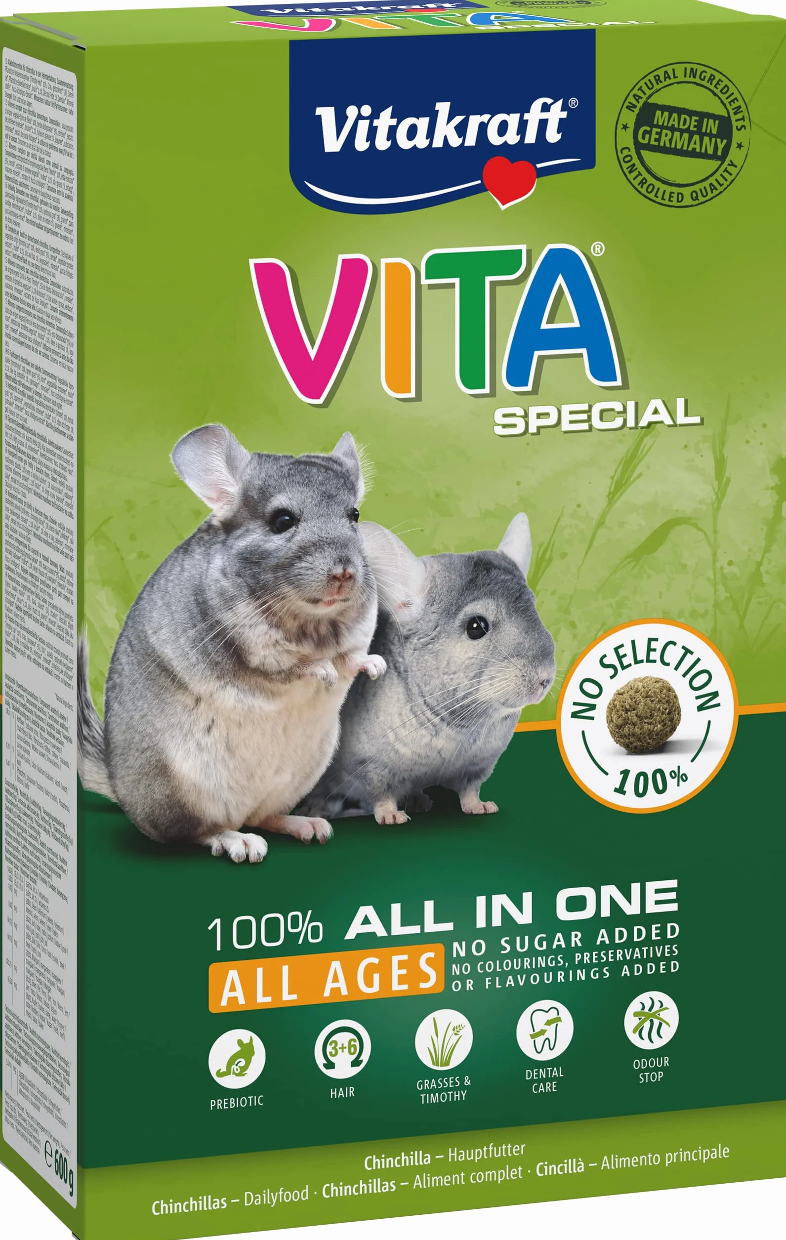 VITAKRAFT Vita Special All Ages Aliment pour Chinchillas avec Herbes et Plantes 600G