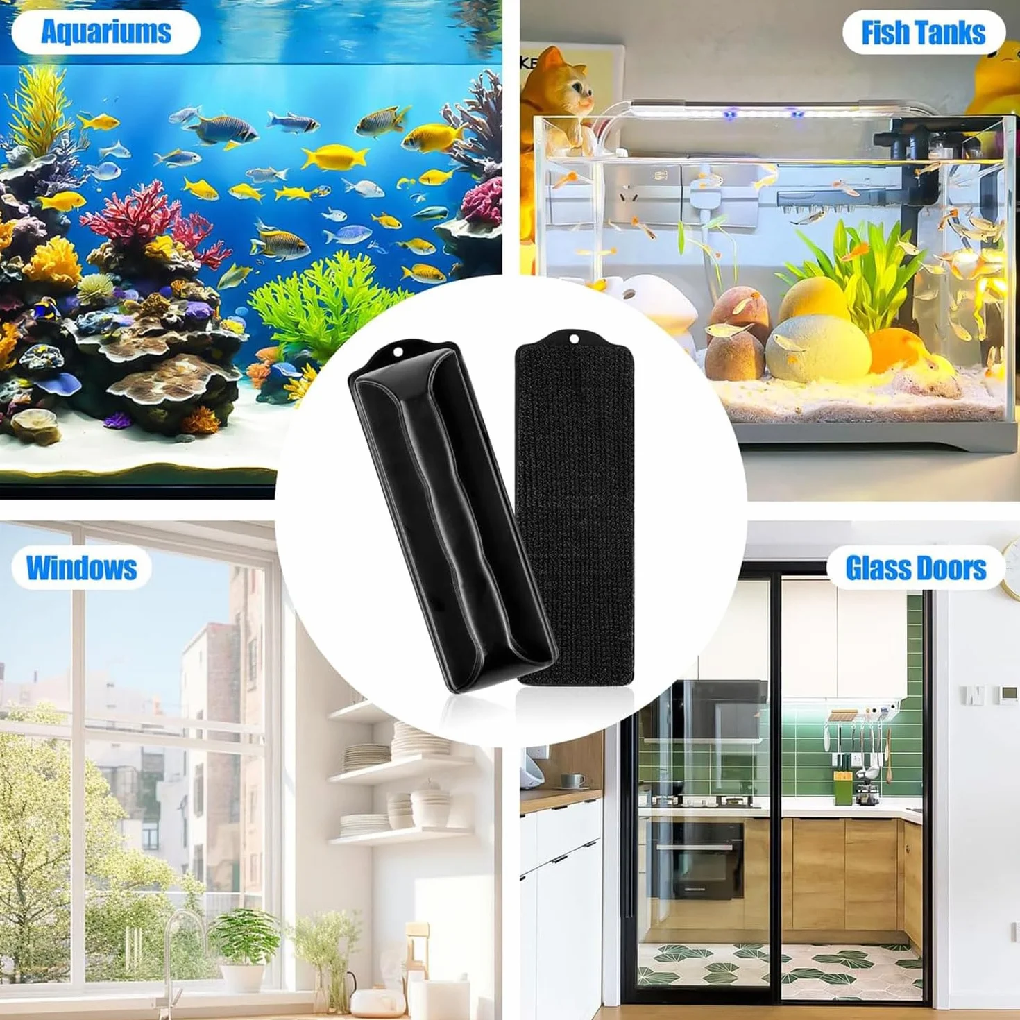Aquarium Verre Brosse Magnétique Nettoyeur Vitre Outil Nettoyage Magnétique