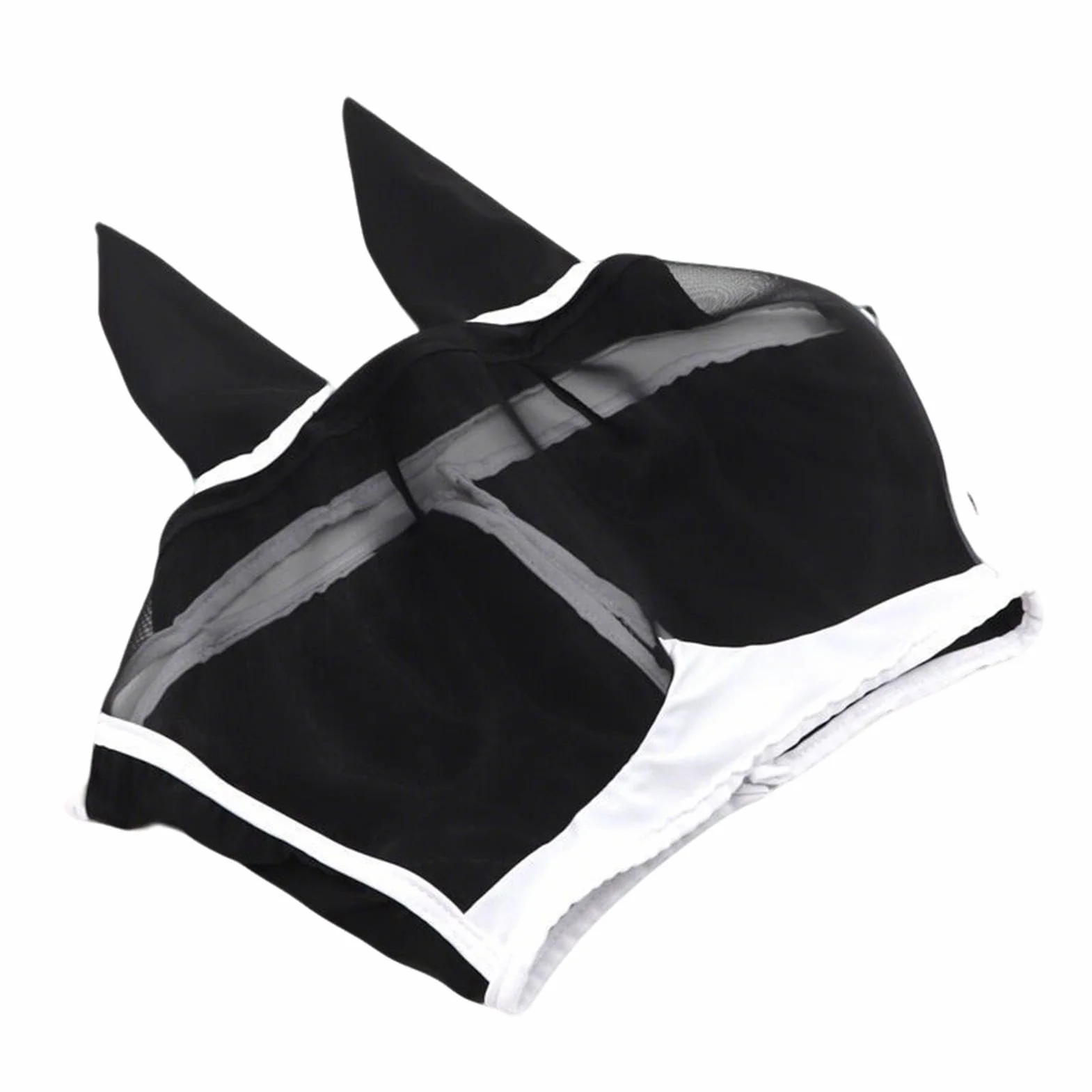 Masque Anti-Mouches pour Cheval - Filet Respirant Demi-Visage avec Oreilles,Sangle Élastique Demi-Masque en Mesh pour Cheval | pour Chevaux, bovins, élevage - Utilisation Toute