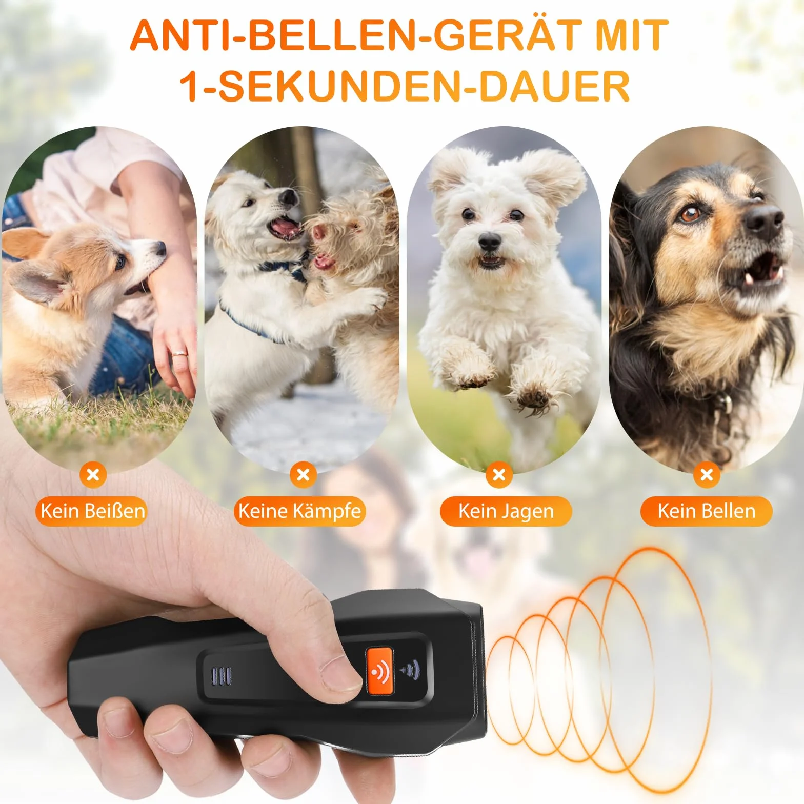 Anti Aboiement Chien Répulsif à Ultrasons Antibell Puissant Réglable 3 Fréquences 10M Portée Lampe de Poche
