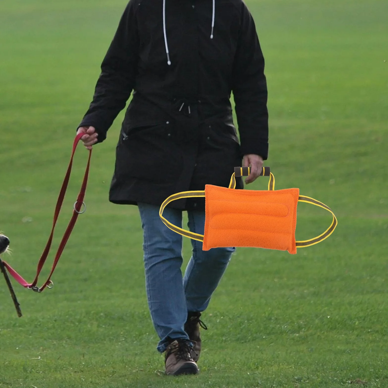 Manchon Résistant aux Morsures pour Dressage de Chiens Mordants Coussin à Mâcher Professionnel en Tissu Doux Orange
