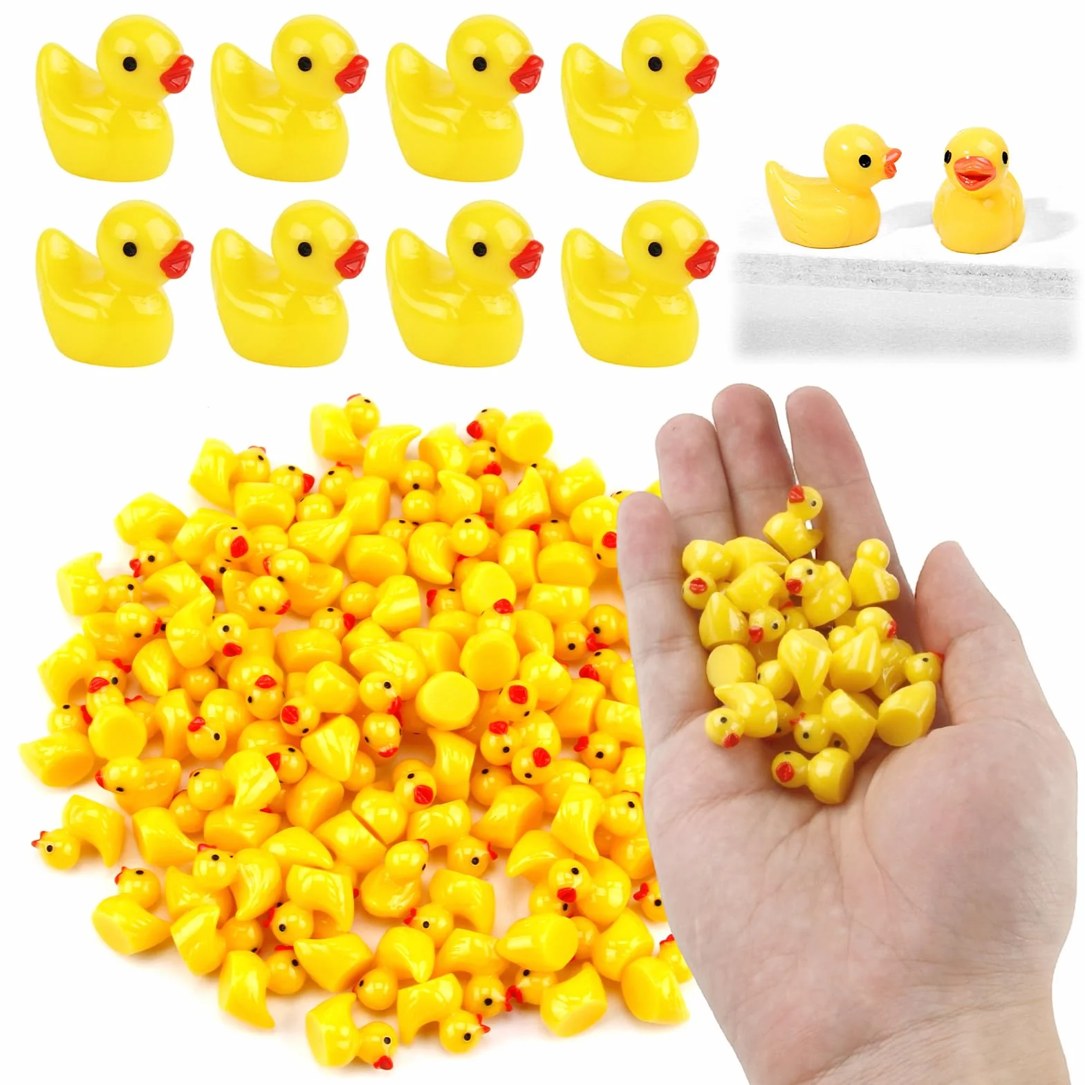 Mini Canards en Résine 100 Pcs, Petits Canard Miniature Résine, Figurines de Canard pour Bricolage Aquarium Jardin