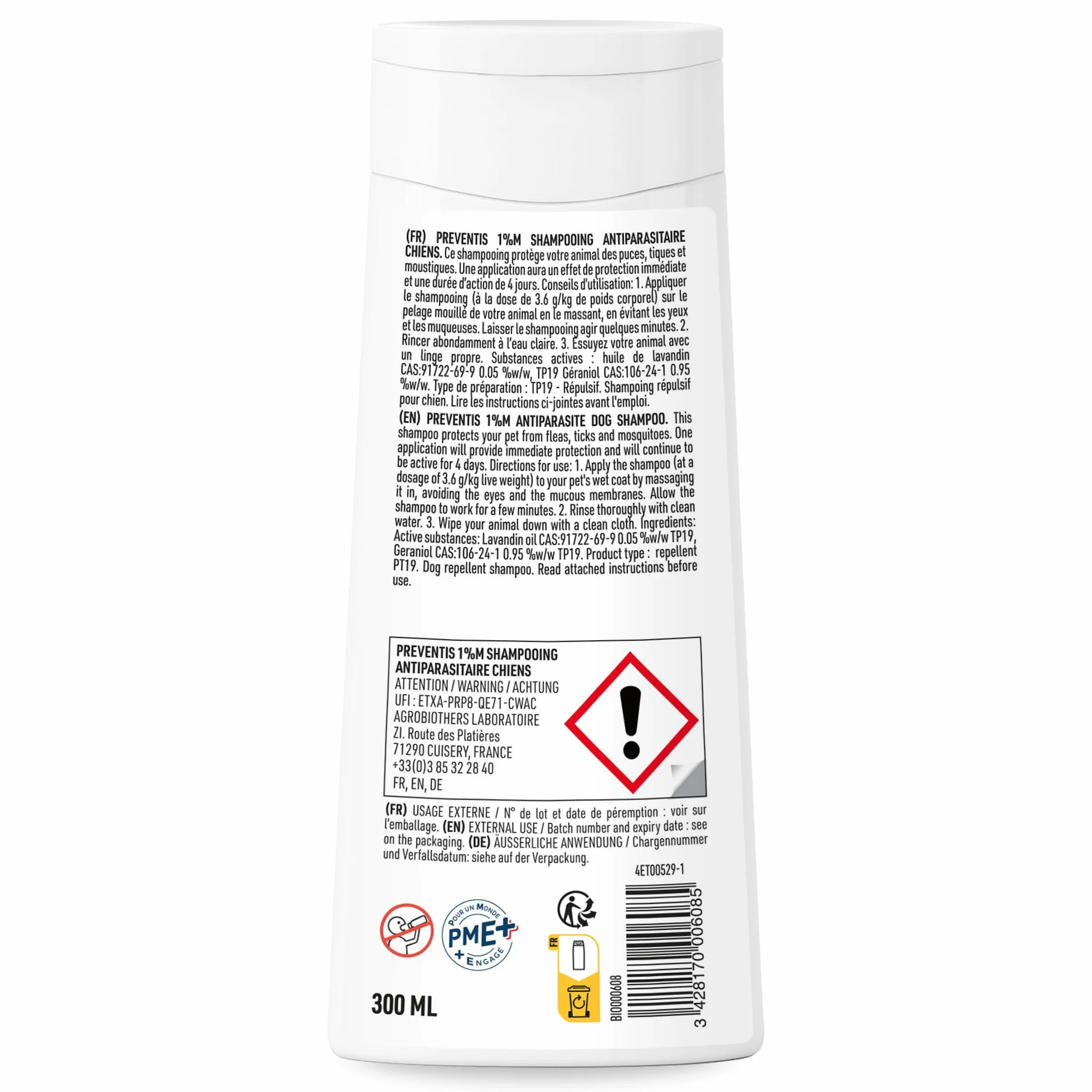 Vetocanis - Shampoing pour Chien - Anti-puces et Anti-tiques- Convient à tous types de Poils - A l'extrait de Plantes - Effet Répulsif - Sans Parabène ni Silicone - 300 ml