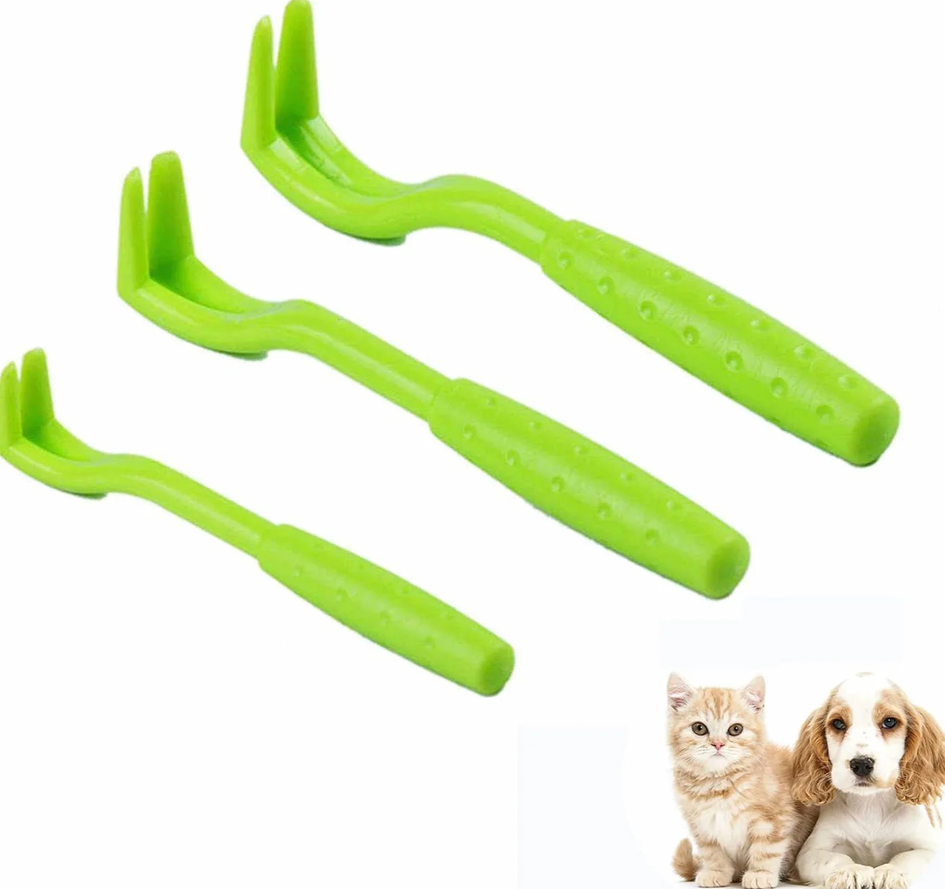 Crochet Tiques 3 Pièces Tire Tique Pince Plastique pour Chiens Chats