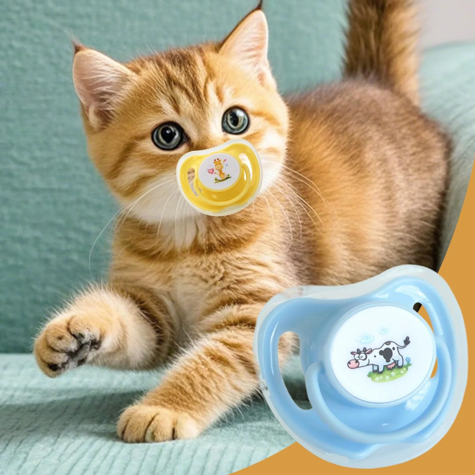Tétine pour Chaton en Silicone Forme Papillon 4 Pièces avec Couvercle