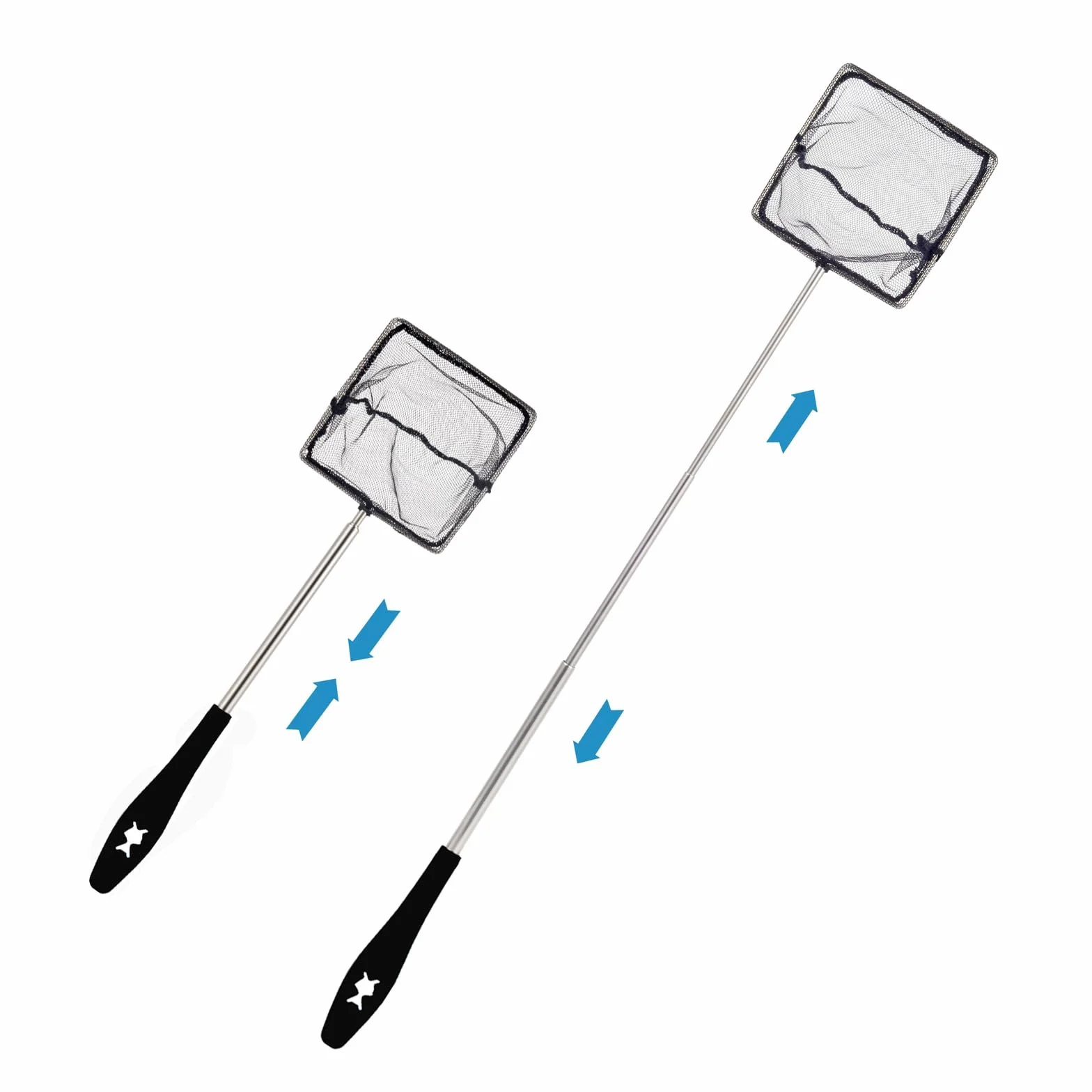 Epuisette Aquarium avec Manche Télescopique en Acier Inoxydable, Épuisette Aquarium pour Attraper Les Petits Poissons et Crevettes et Nettoyer L'aquarium, Extensible 31-61cm