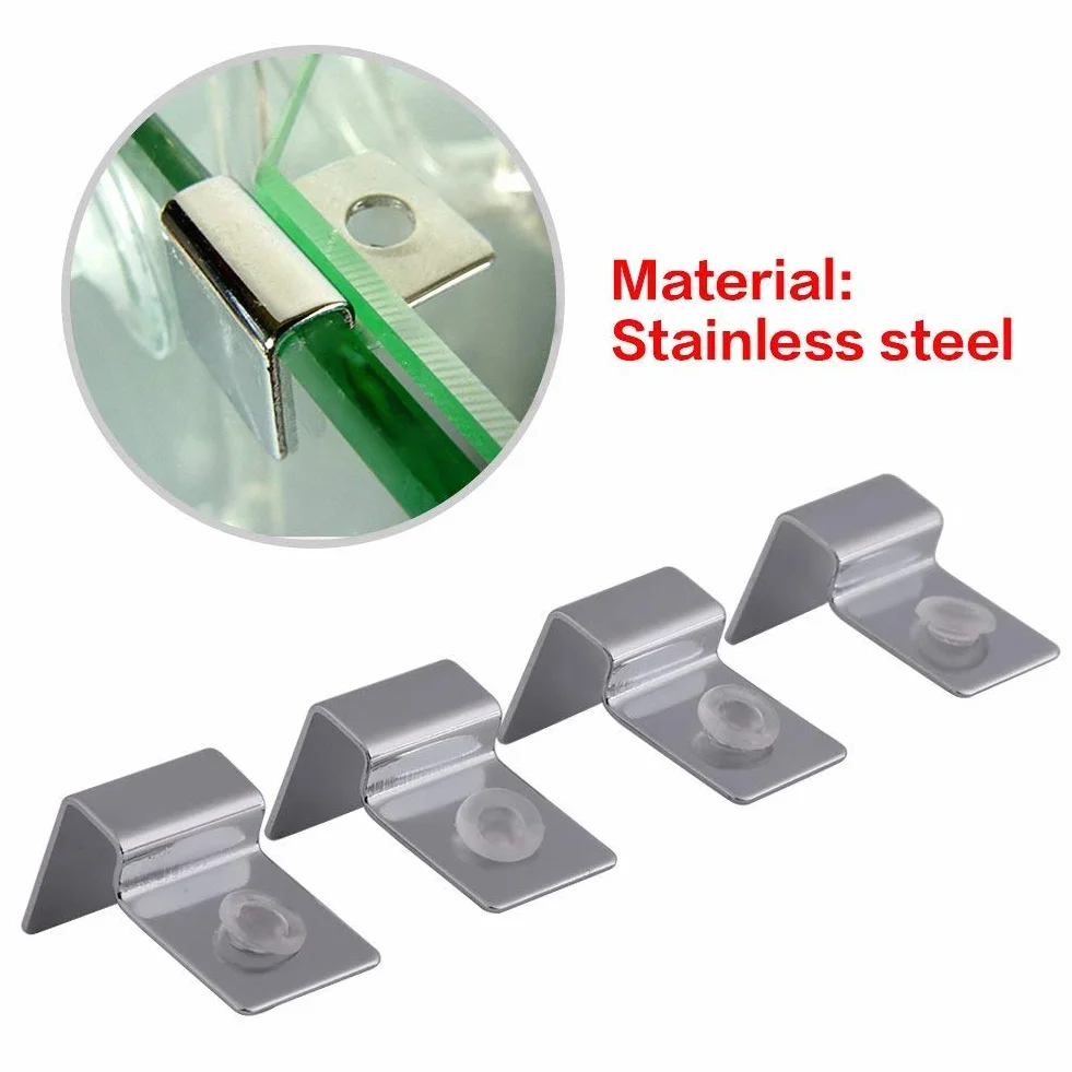 Aquarium Verre Couvercle Clip Support en Acier Inoxydable 4 PCS/Set