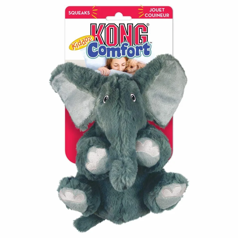 Kong Comfort Kiddos Elephant Jouet en Peluche avec couineur Amovible pour Chiens