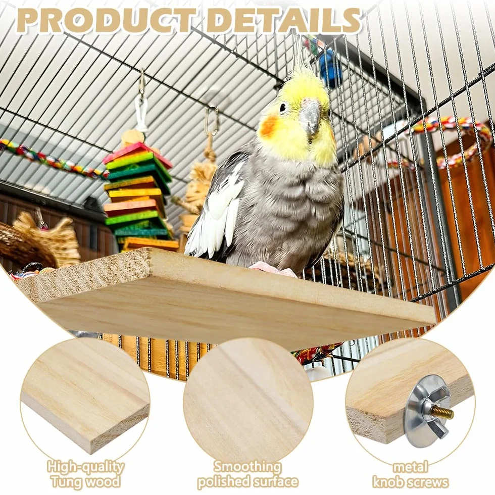 Perchoirs en Bois pour Oiseaux Plate-Forme de Repos pour Perroquets Chinchilla Hamsters Gerbilles