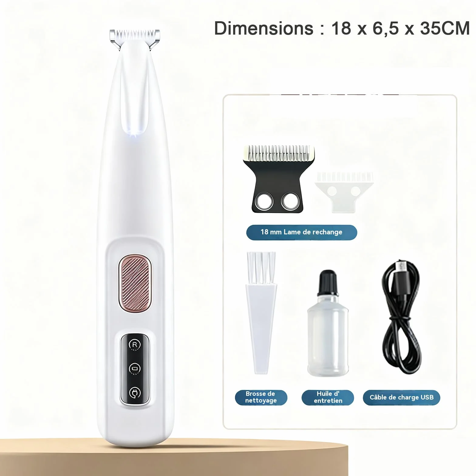 Tondeuse De Précision Pour Chat Silencieuse Étanche Rechargeable Avec LED