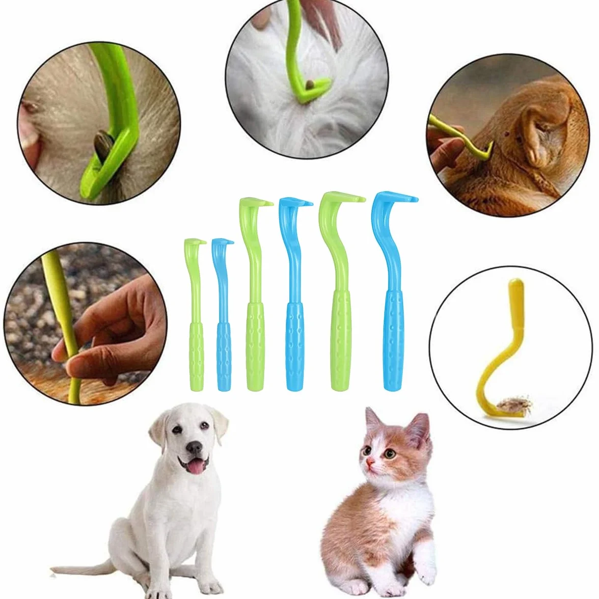 Tire Tique Chien Pince à Tiques 6 PCS pour Humain Chat Homme Enfants Chevaux Anti
