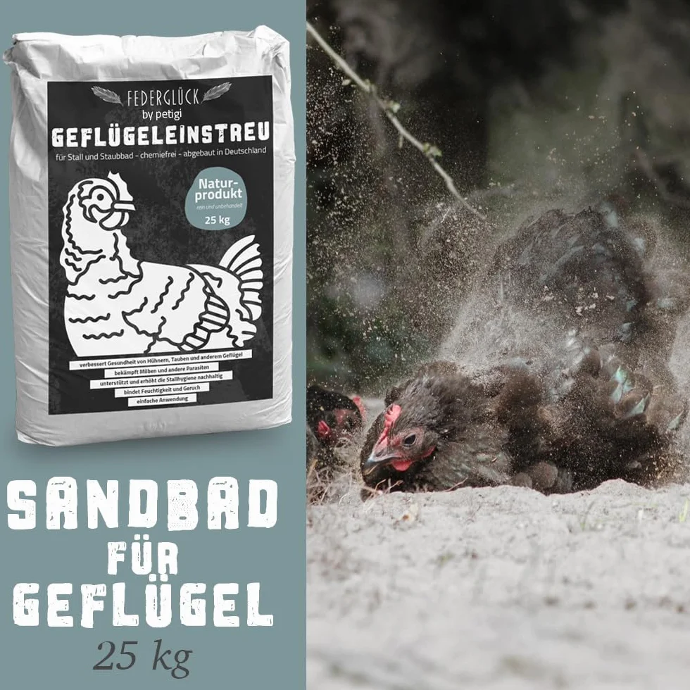 Petigi Federglück Bain de Sable pour Poules 25 kg Anti-acariens Protection Naturelle