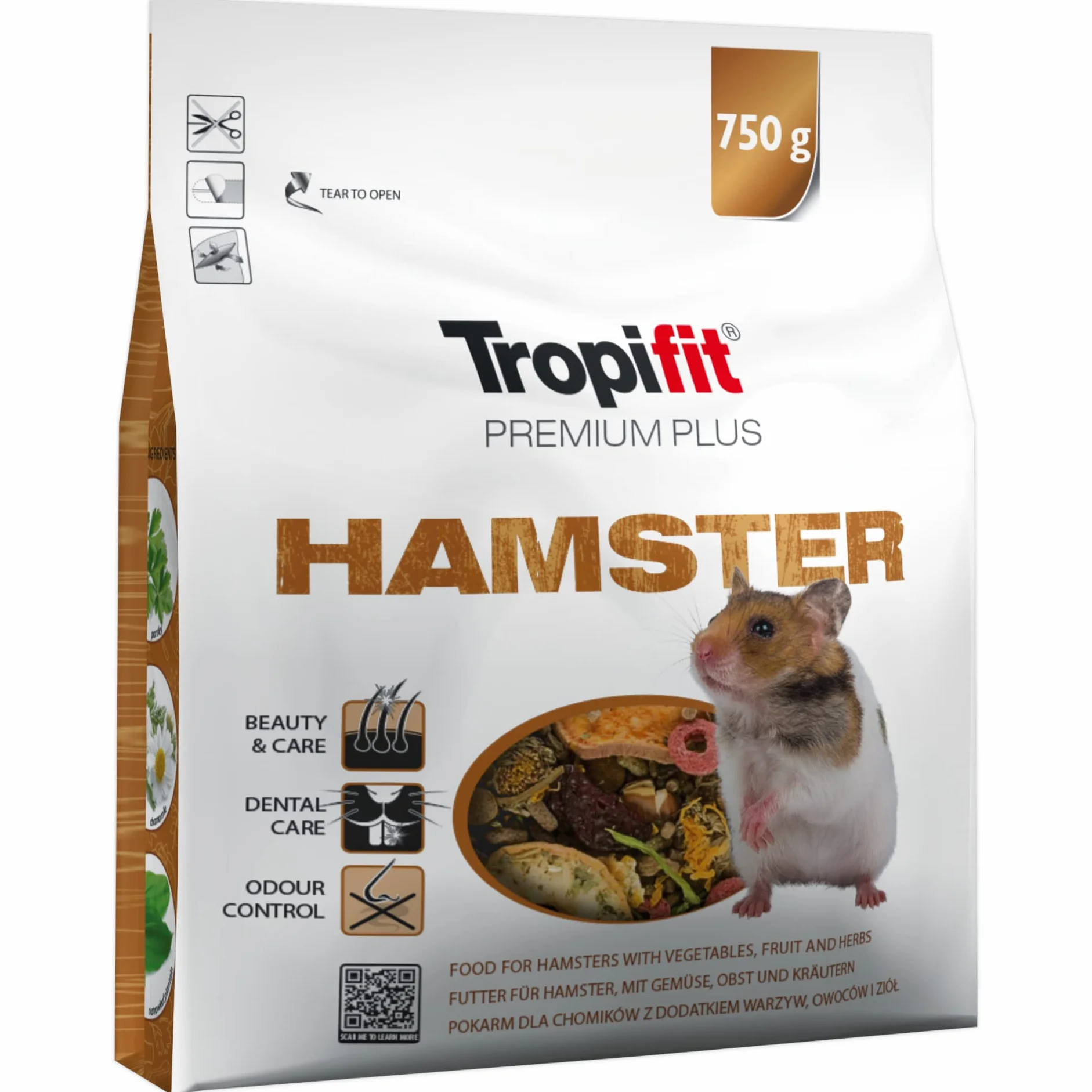 Hamster Premium Plus 750g Nourriture pour Hamsters avec Légumineuses, Fruits et Fines Herbes