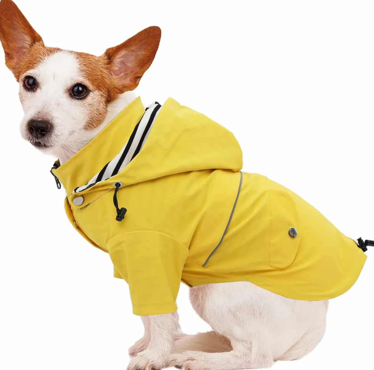 Manteaux imperméables pour Chien élégants, résistant Pluie, Capuche Amovible, Petite et Moyenne Chien Jaune
