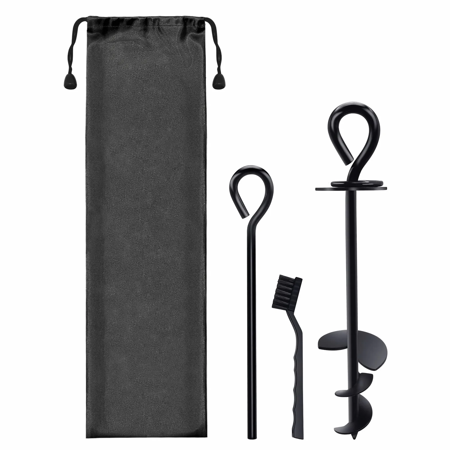 Ancre de Sol Chien pour Jardin Plage Camping, 4pcs piquets Chien avec Brosse/Sac de Rangement,Piquet Chien Cravate Chien pour Petit, Moyen ou Grand Chien