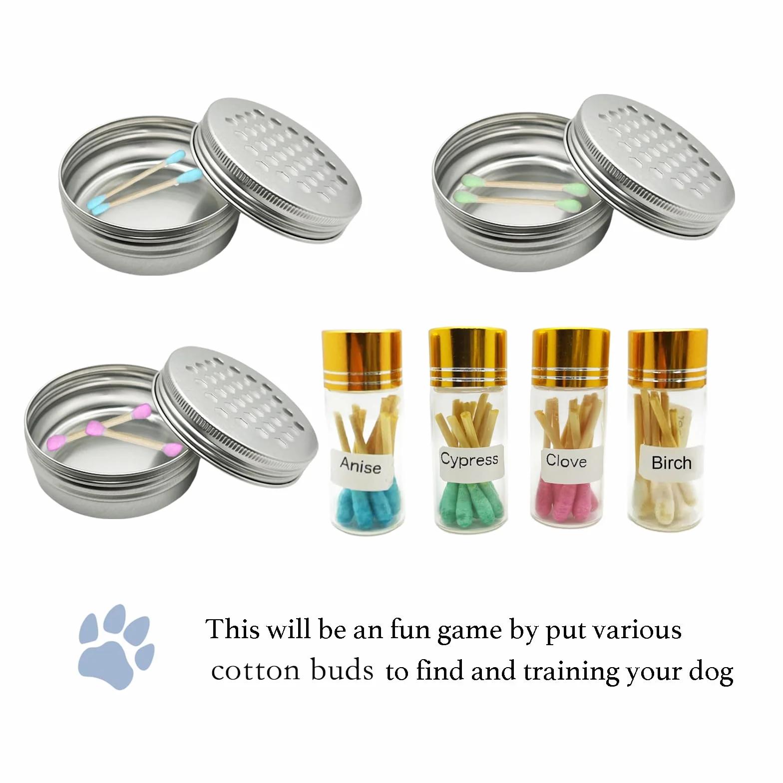 Aluminium Kit dressage chien conteneurs magnétiques à pois 6 boîtes 4 parfums
