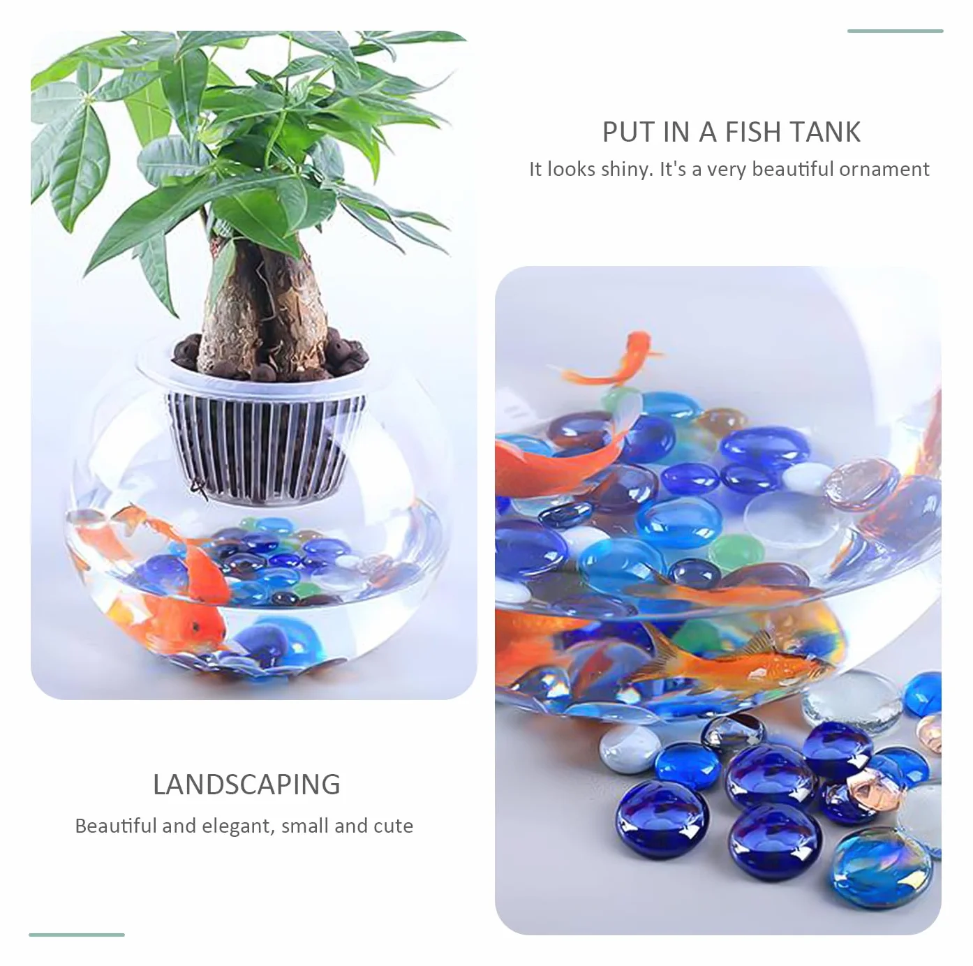 Galets de verre ronds transparents 200 g Pierres précieuses plates Décoration vase aquarium pots plantes
