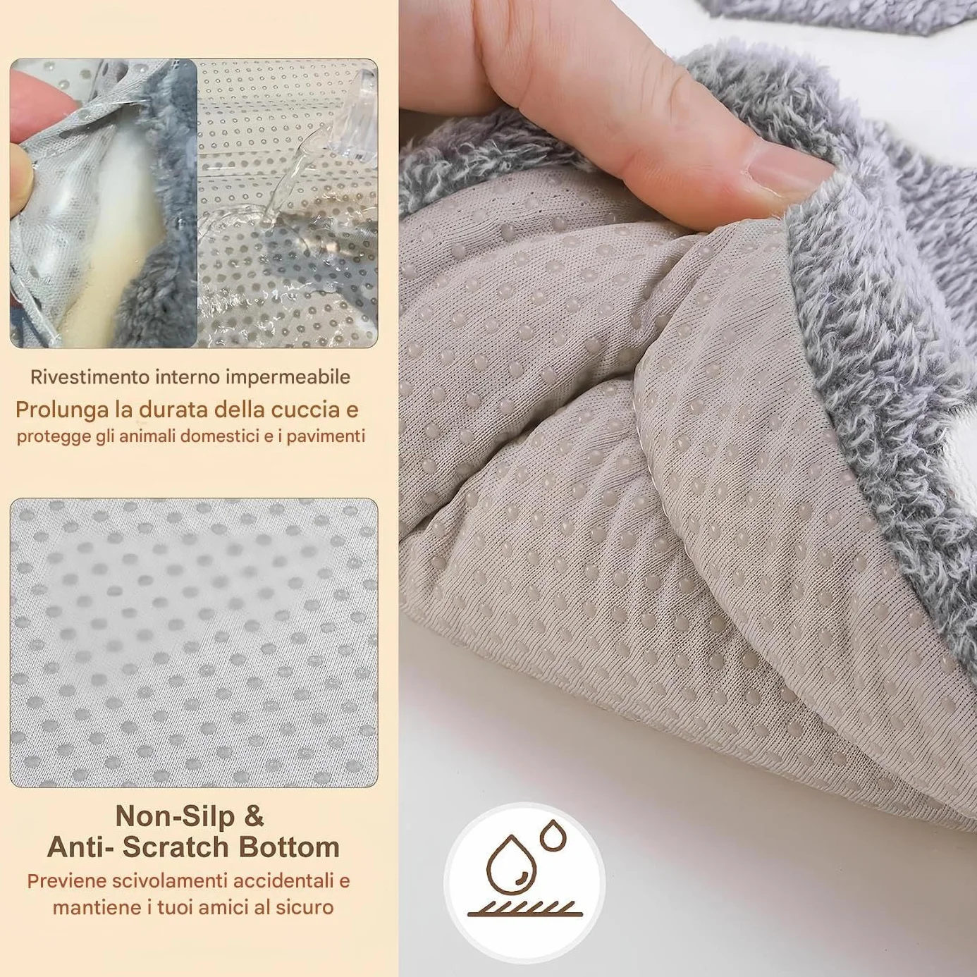 Tapis de lit pour Chien Housse Lavable Mousse à mémoire de Forme imperméable Base antidérapante Doublure Lavable Amovible
