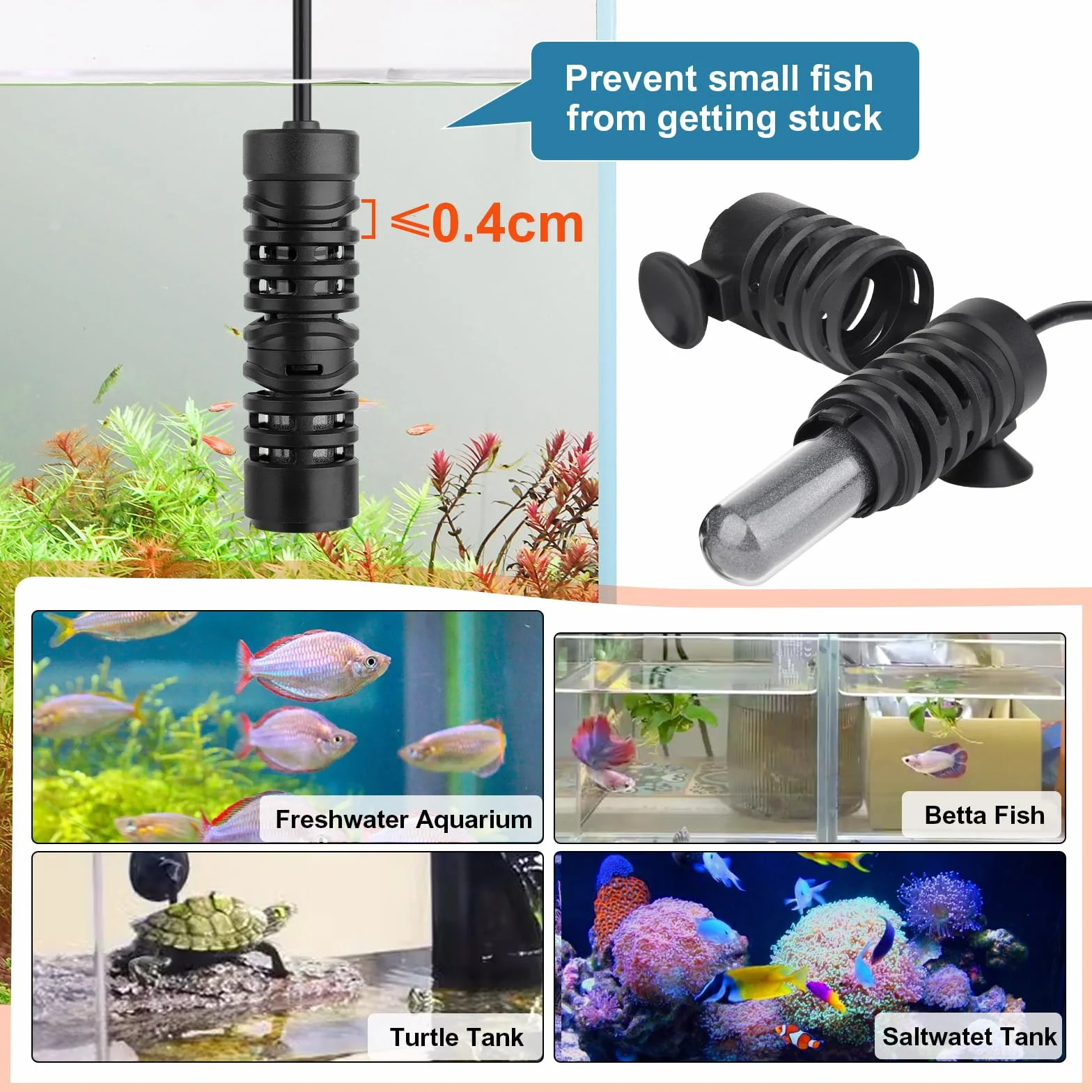 hygger Mini Chauffage pour Aquarium, 150W Submersible Aquarium Heater de Tortue with Digital Display Controller, Small Fish Tank Heater for 56-132L Freshwater Aquariums