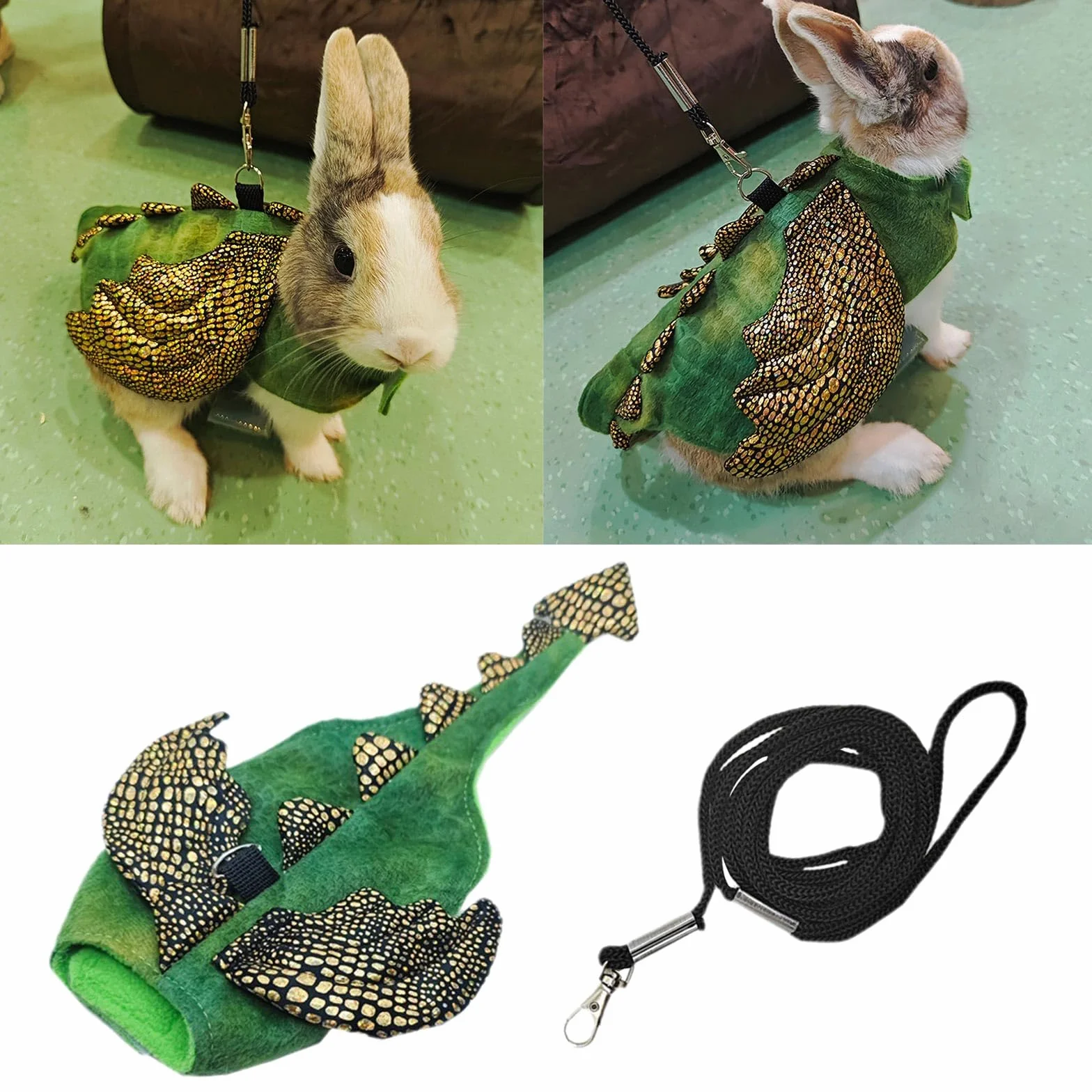 Harnais et laisse pour petit animal - Costume dinosaure pour cochon d'Inde, hamster
